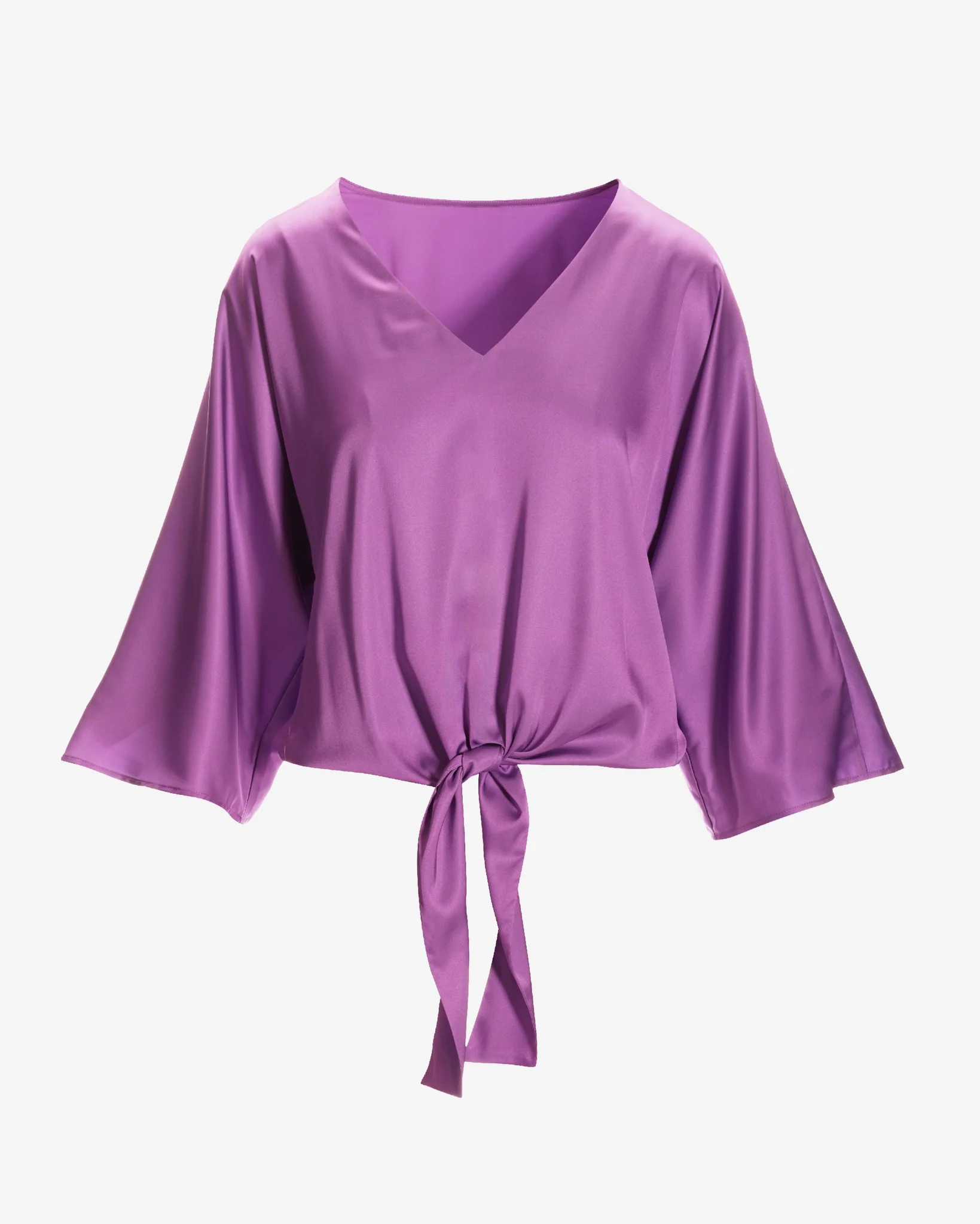Kate Tie Front Charmeuse Blouse Iris Orchid - Mycitystee