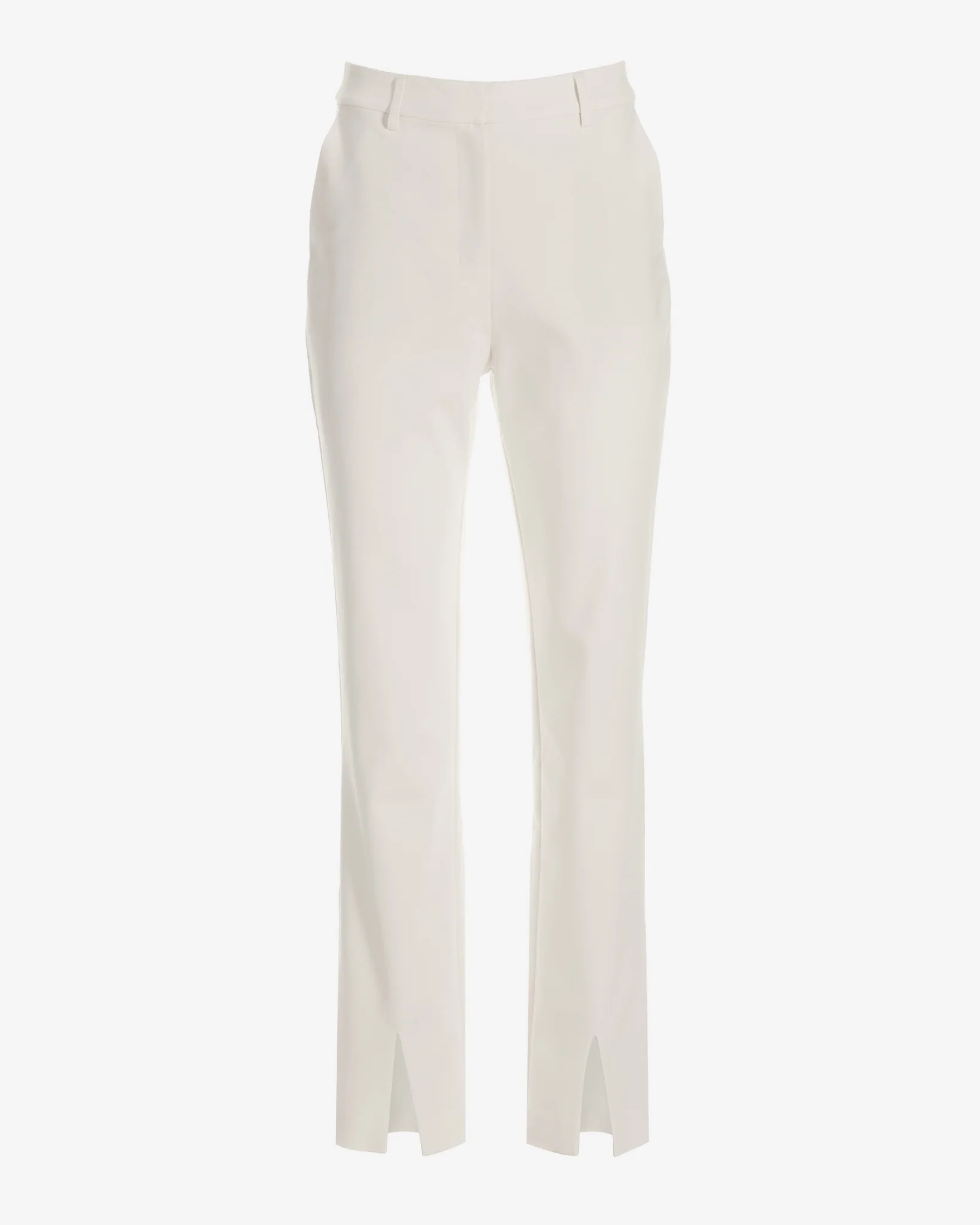 Newport Modern Slim Straight Leg Slit Front Trouser Pant Ivory - Mycitystee