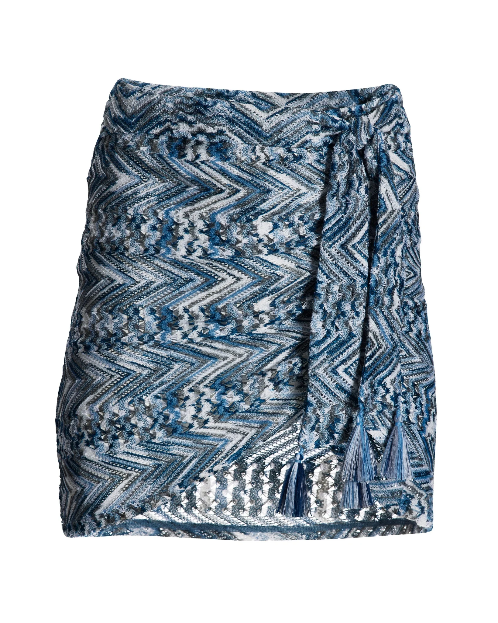 Crochet Mini Cover-Up Skirt Blue Multi - Mycitystee