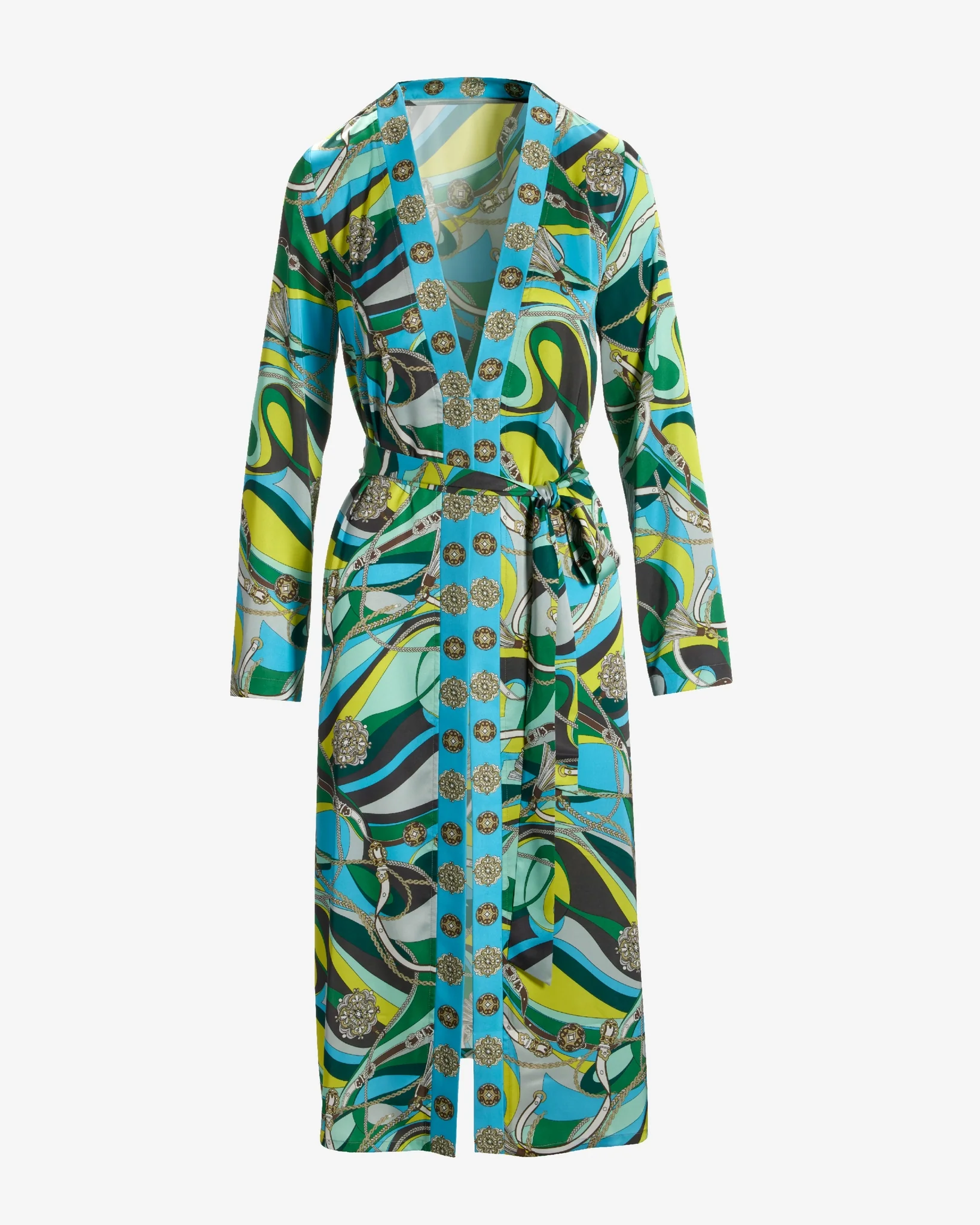 Abstract Belts Print Charmeuse Duster Abstract Belts - Mycitystee