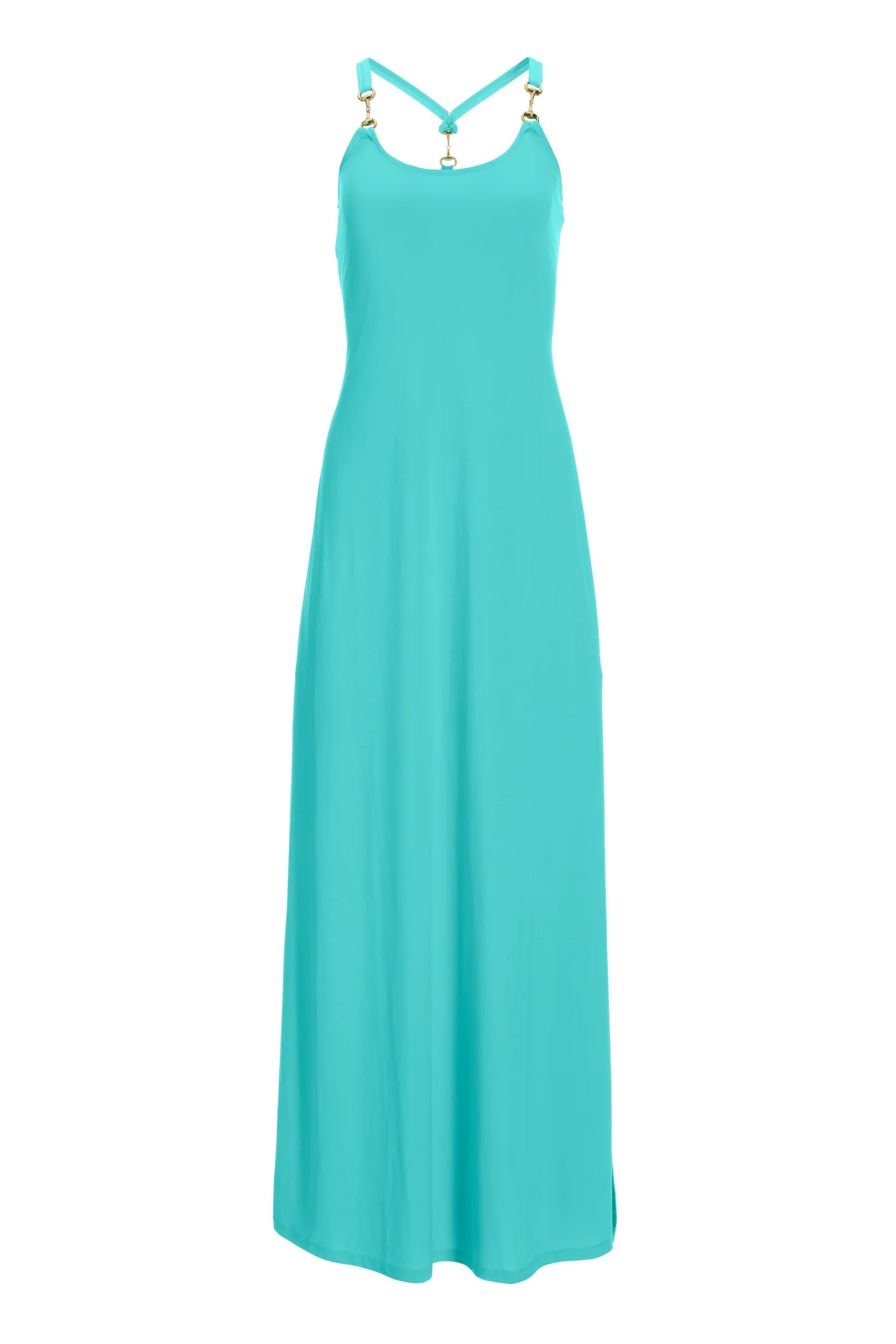 Hardware Detail Maxi Dress Fountain Blue - Mycitystee