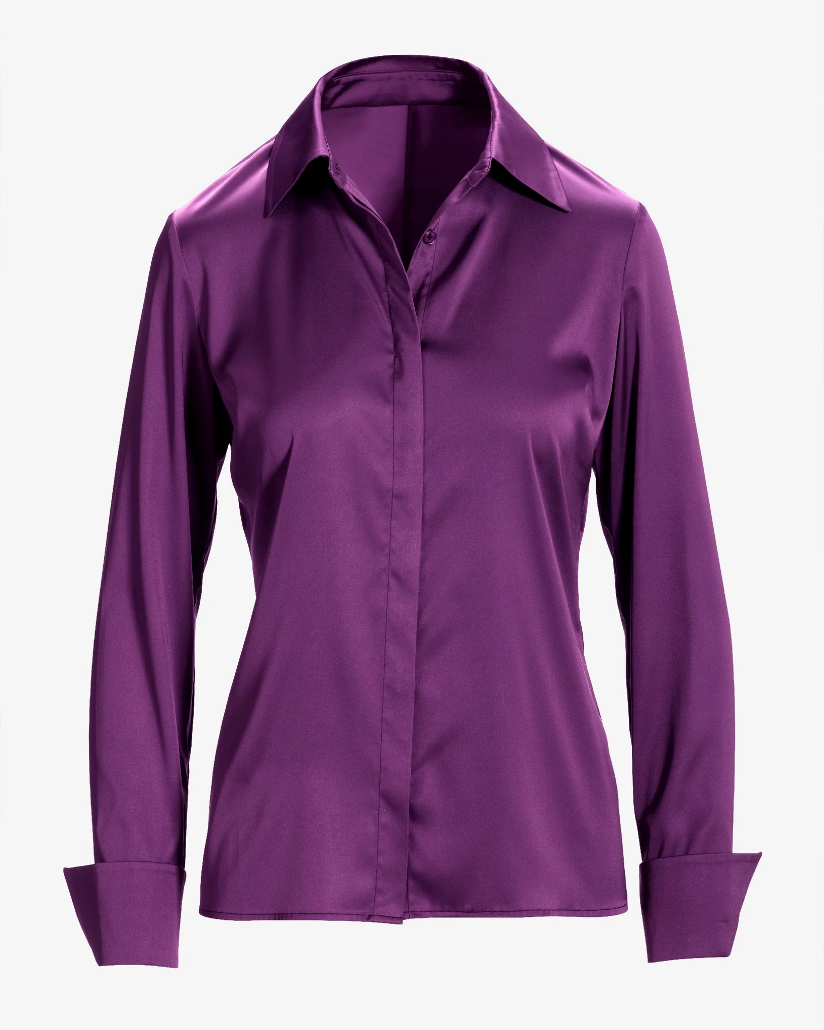 Sophia Button-Up Charmeuse Blouse Imperial Purple - Mycitystee