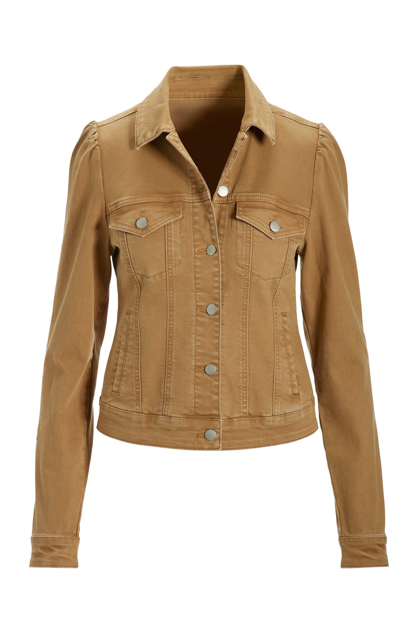 Denim Puff-Sleeve Jacket Cognac - Mycitystee