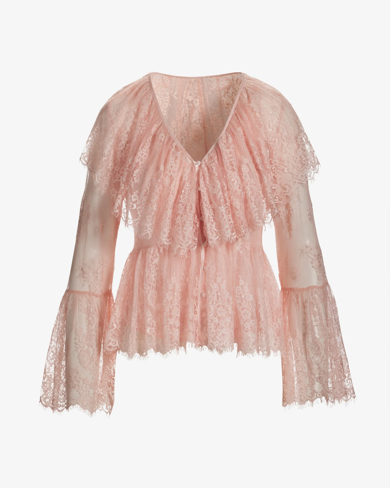 Bohemian Long-Sleeve Lace Blouse Pink - Mycitystee