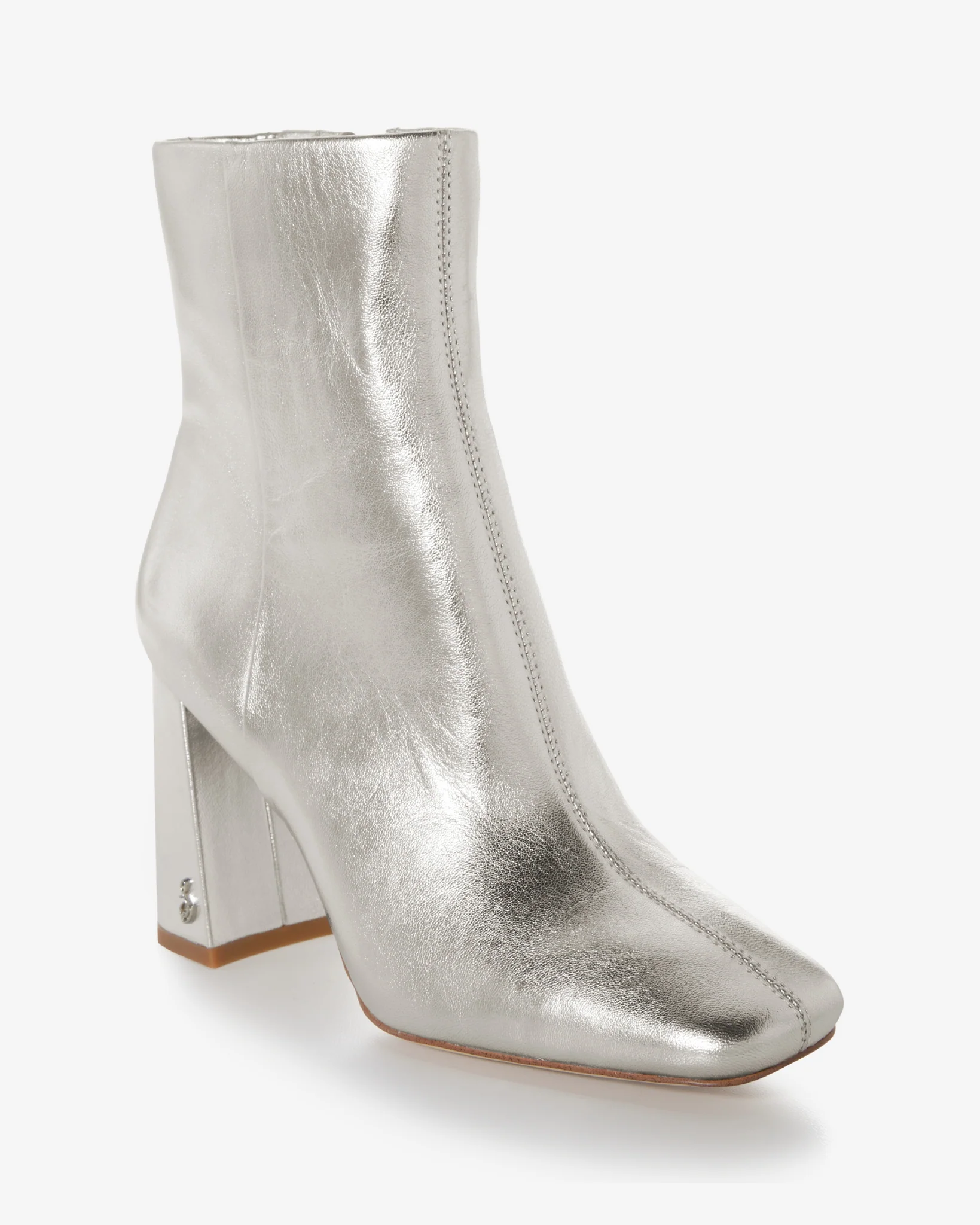 Square Toe Heeled Bootie Silver - Mycitystee