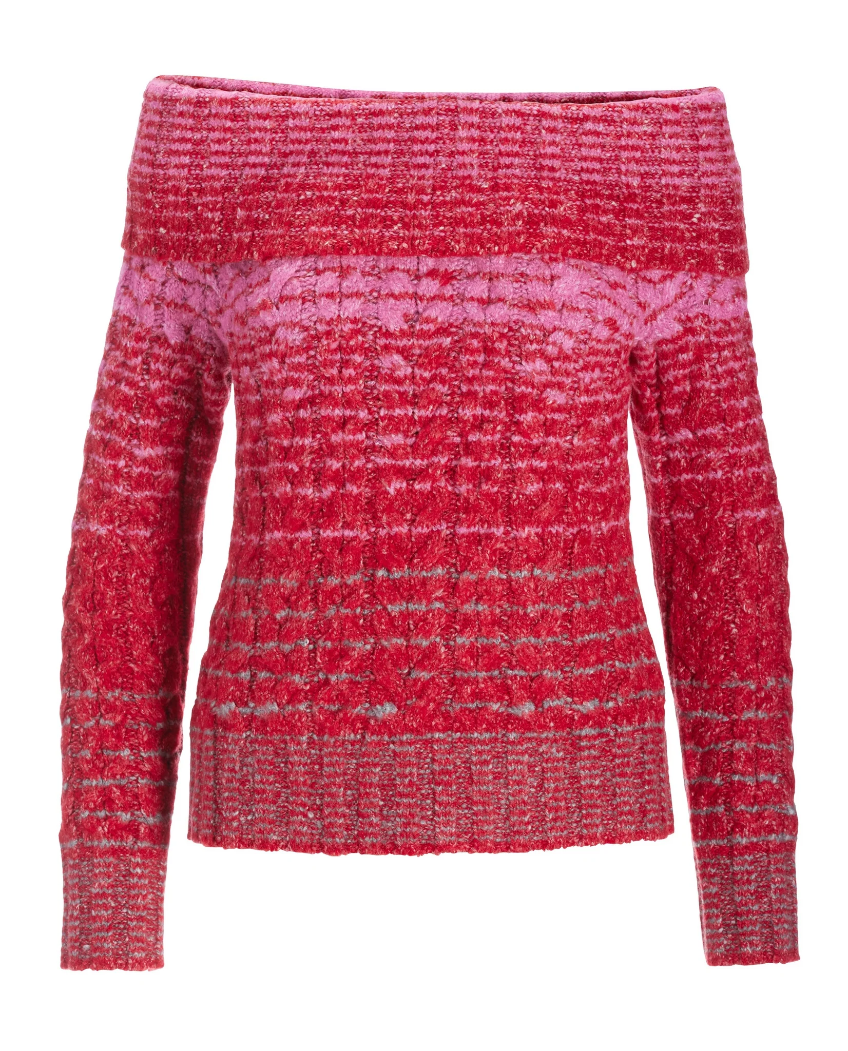 Fold Over Marled Sweater Red Multi - Mycitystee