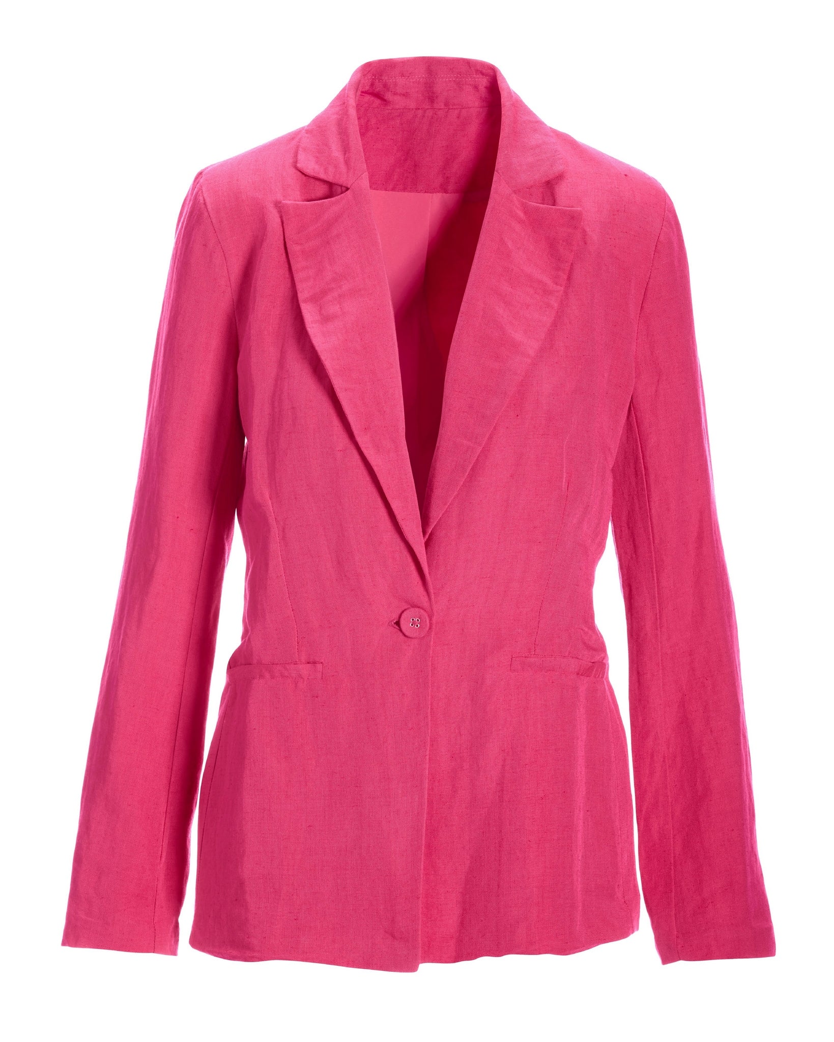 Easy Linen Single Breasted Blazer Pink - Mycitystee