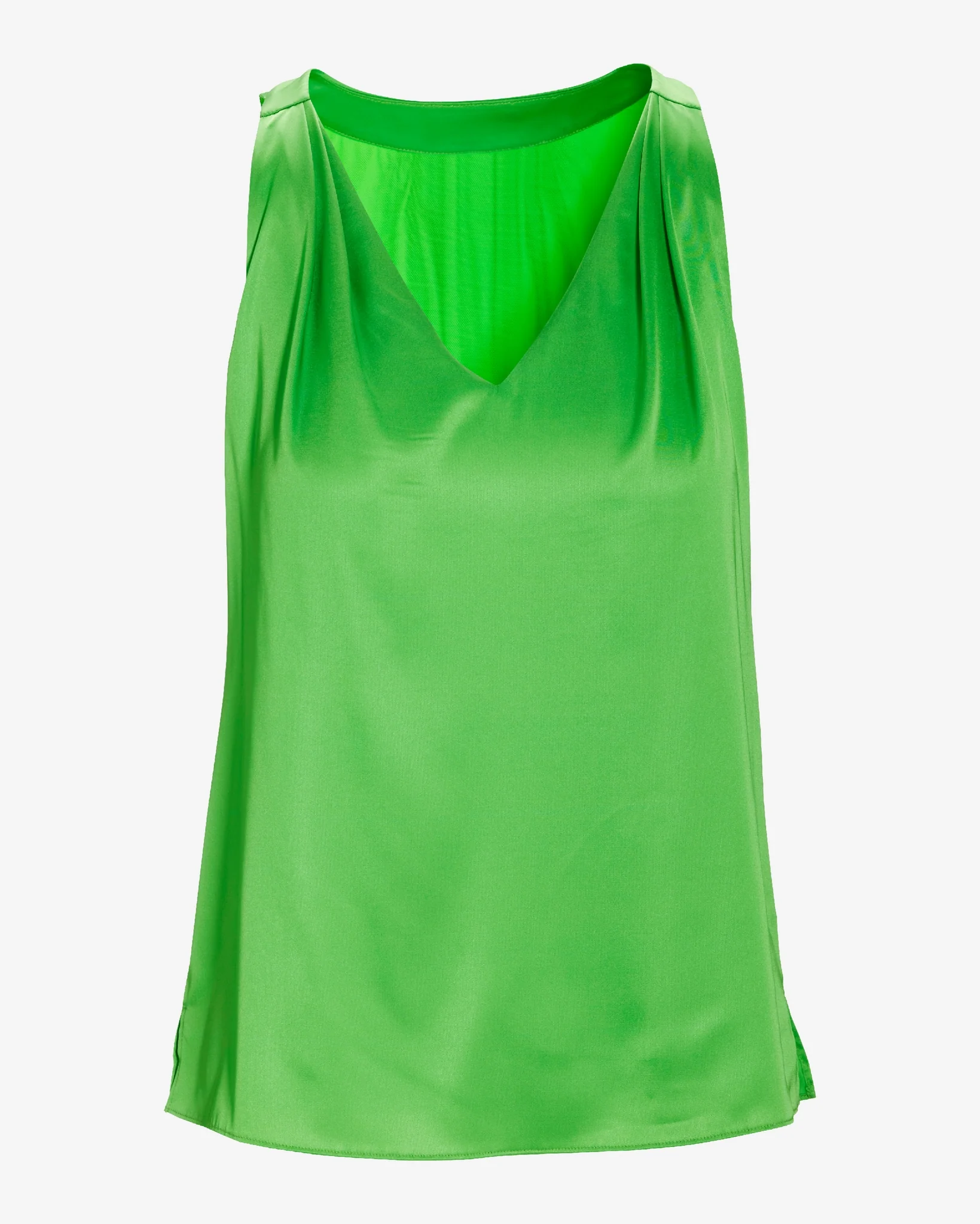 Nikki V-Neck Charmeuse Blouse Neon Green - Mycitystee