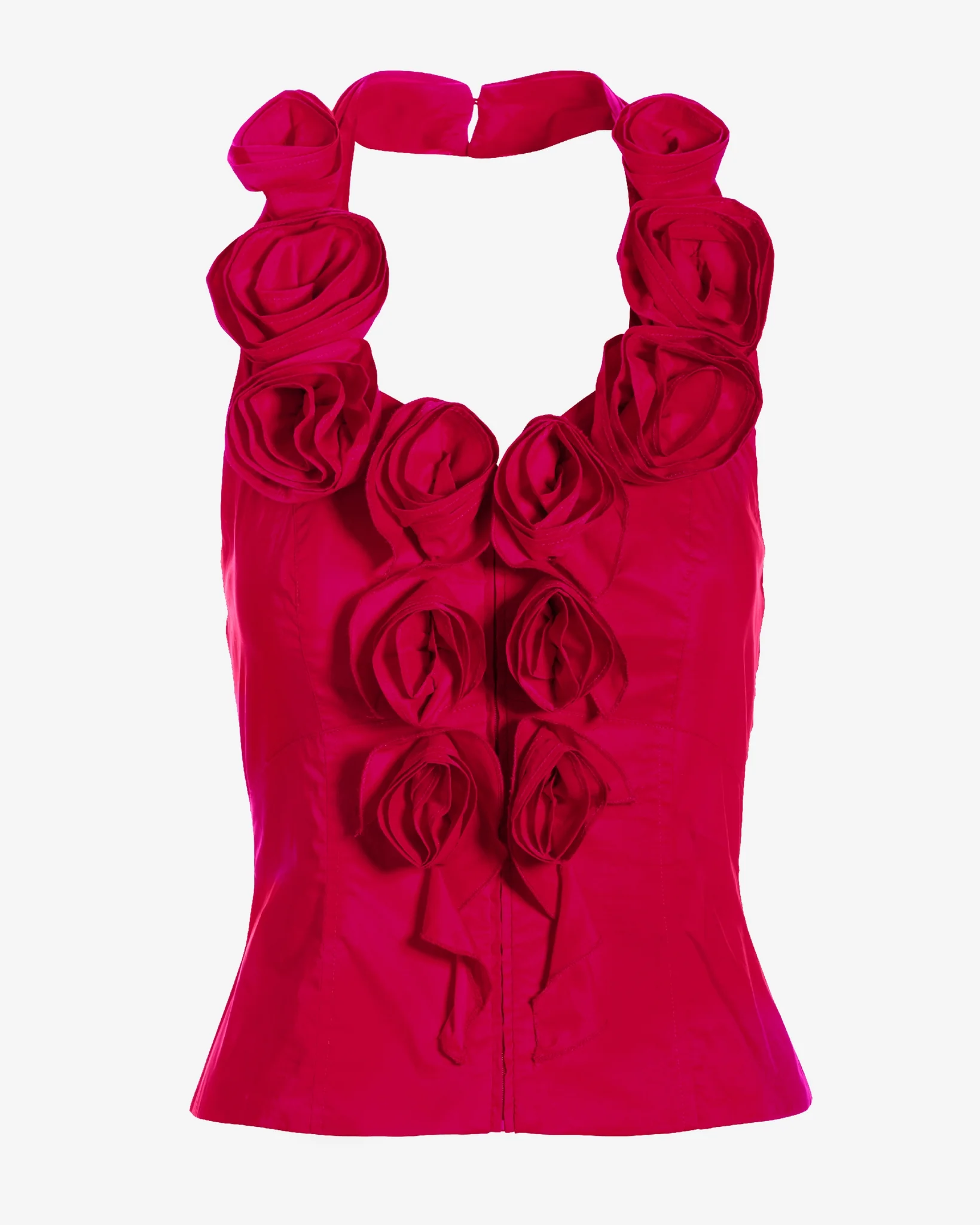 Rosette Poplin Halter Top True Red - Mycitystee