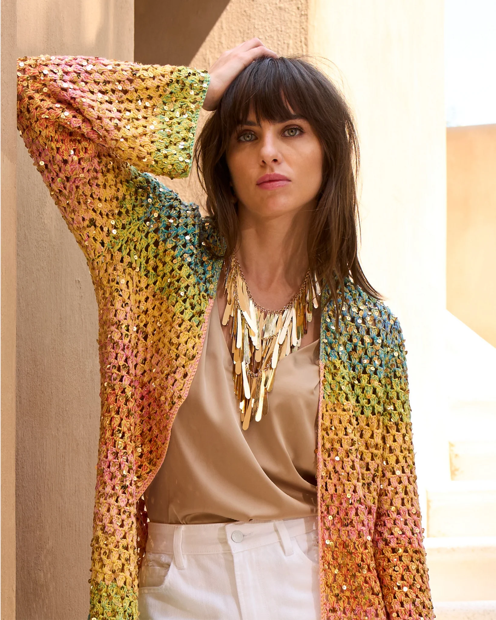 Layered Metal Statement  Necklace Gold - Mycitystee