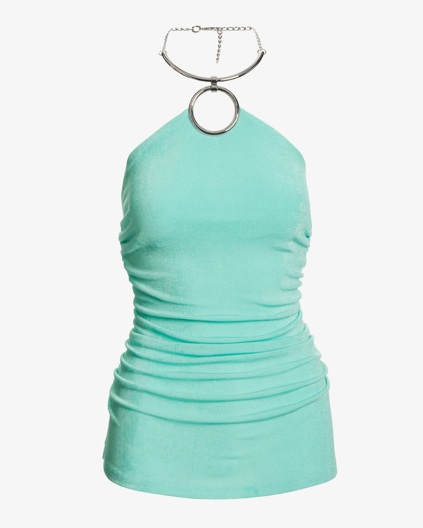 High Neck Hardware Slinky Tunic Turquoise - Mycitystee