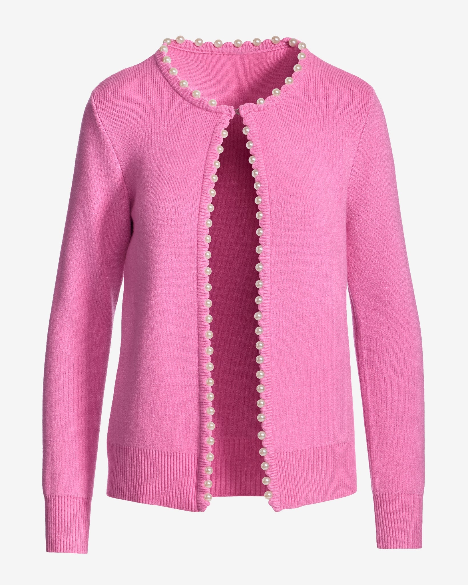Pearl Trim Cardigan Fuchsia Pink - Mycitystee
