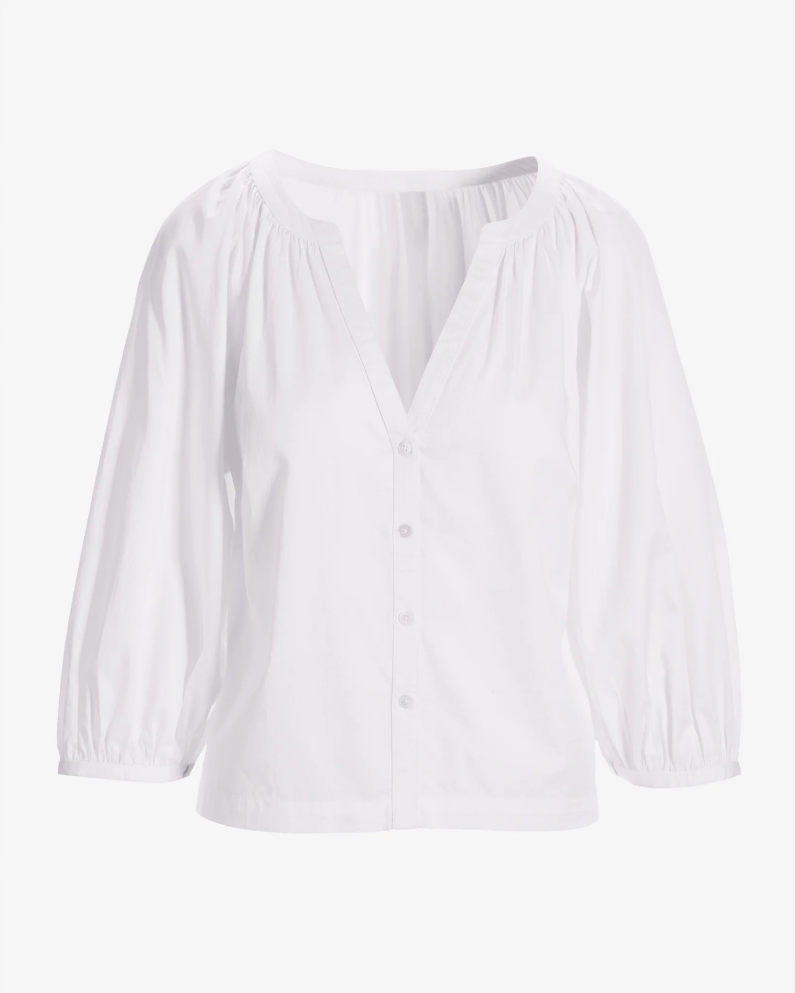 Brooke Notch Neck Poplin Shirt Pure White - Mycitystee