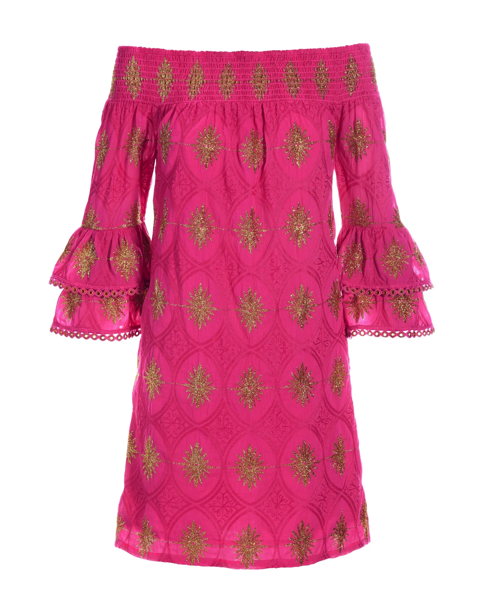 Metallic Detail Off-The-Shoulder Dress Blossom - Mycitystee