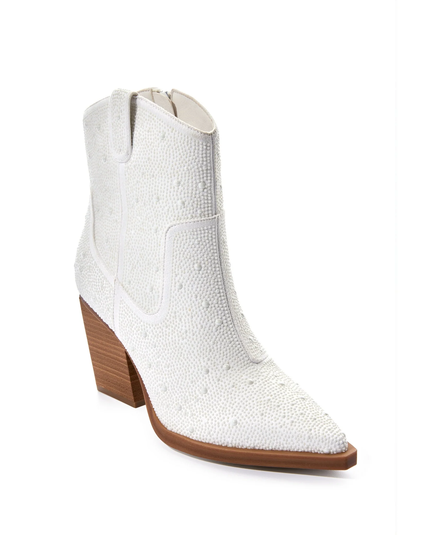 Western Pearl Ankle Bootie White - Mycitystee