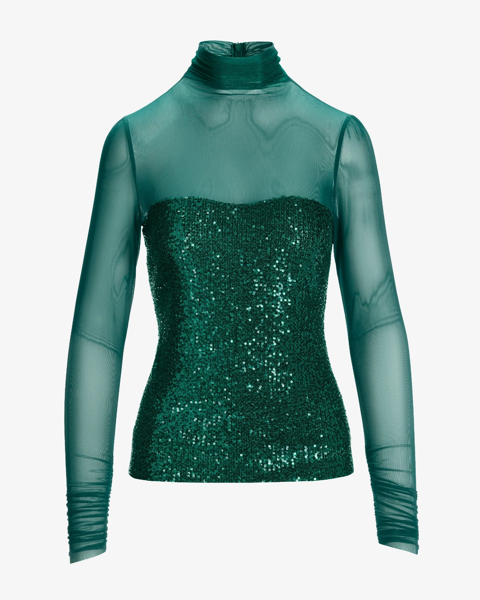 Sequin Sheer Top Deep Emerald - Mycitystee