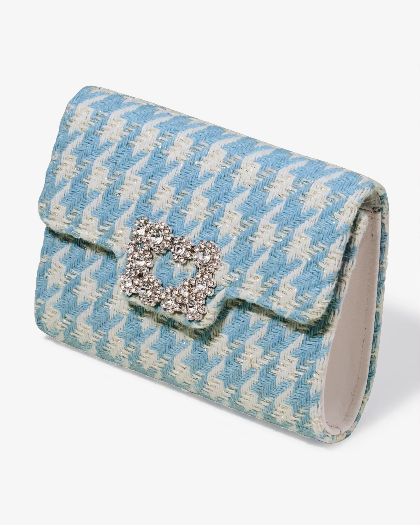 Tweed Clutch Blue White - Mycitystee