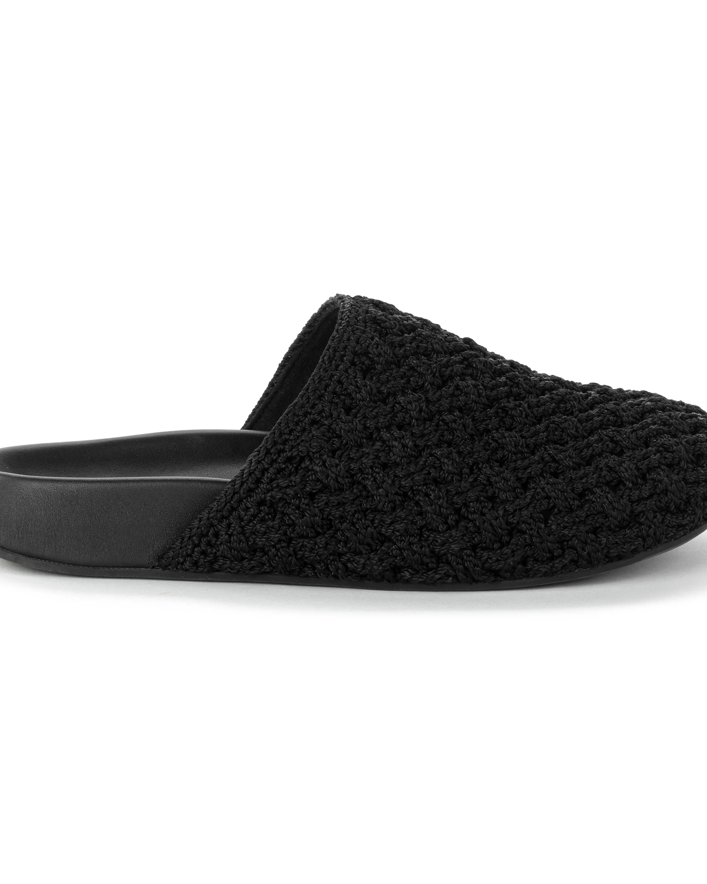 Bolinas Clog - Hand Crochet - Black Cozy Weave - Mycitystee