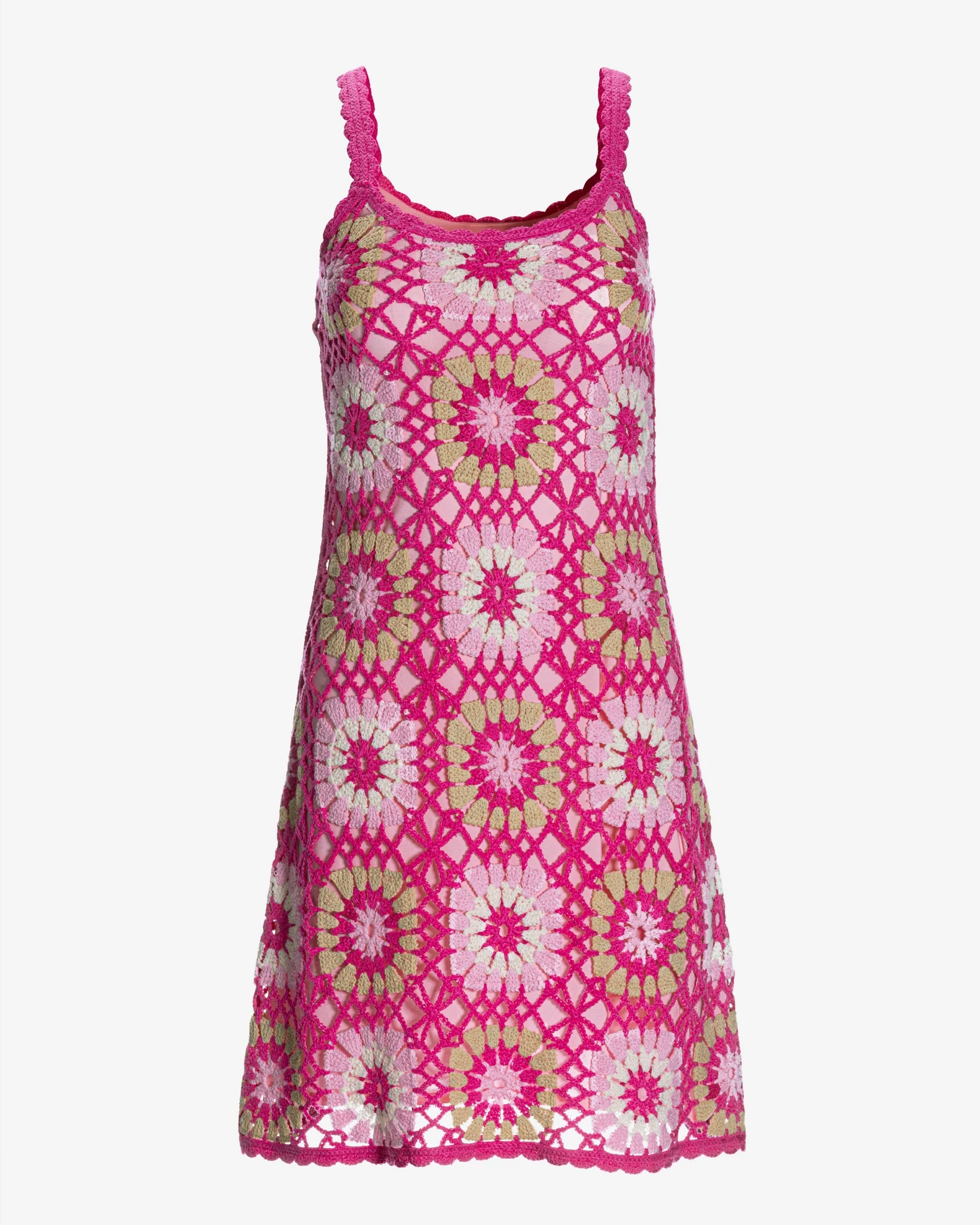 Multi Color Crochet Tank Dress Multi - Mycitystee