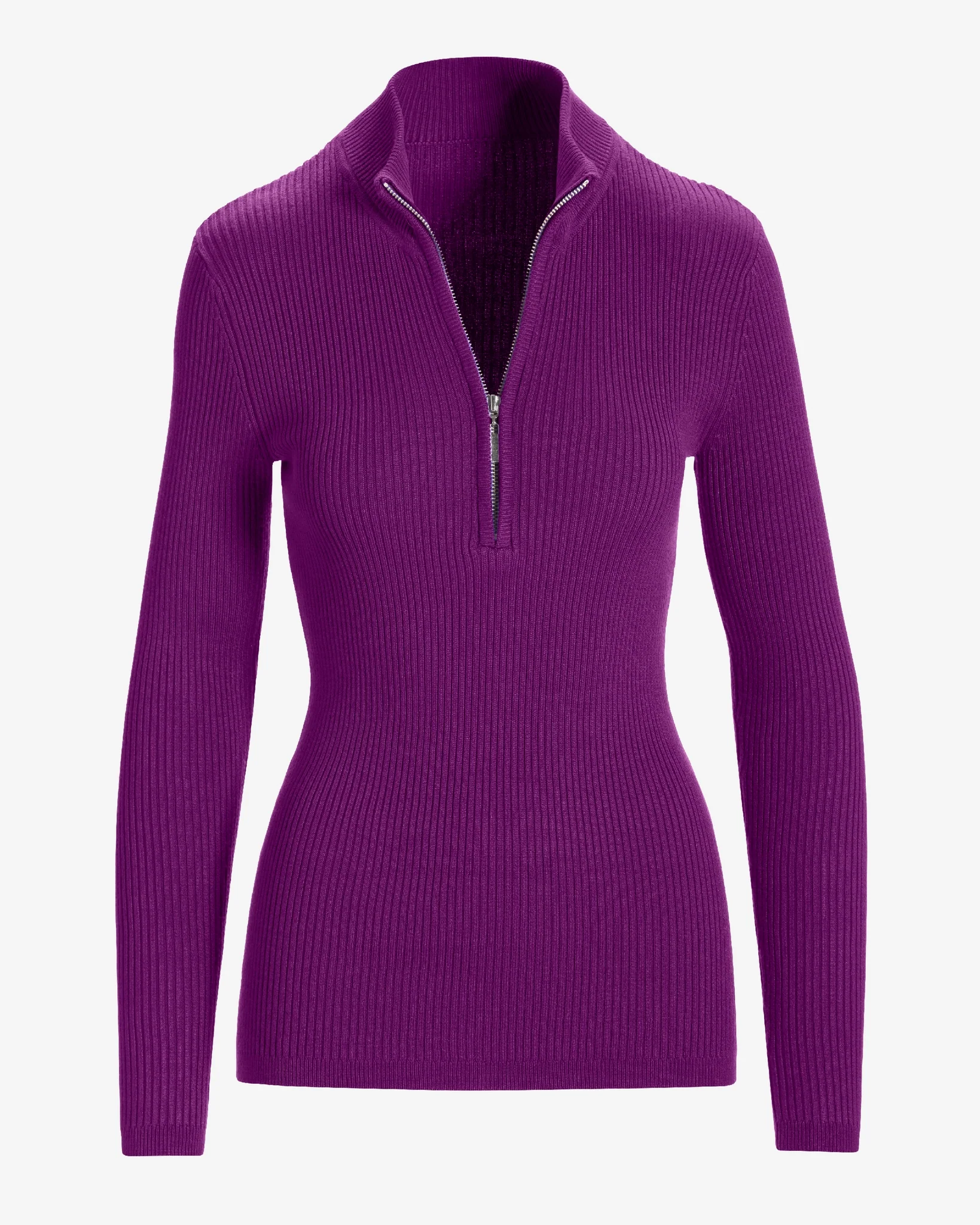 Ribbed Half Zip Up Sweater Grape Juice - Mycitystee