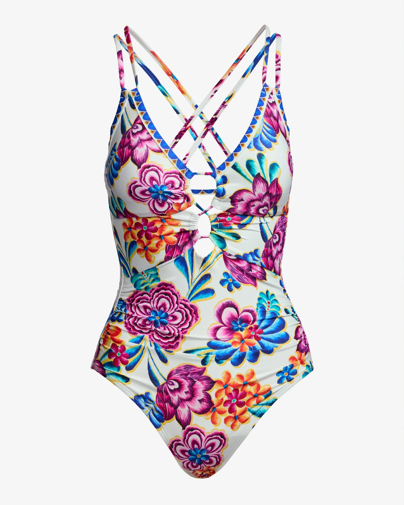 Flor De Paradiso Lace Up One Piece Multi - Mycitystee
