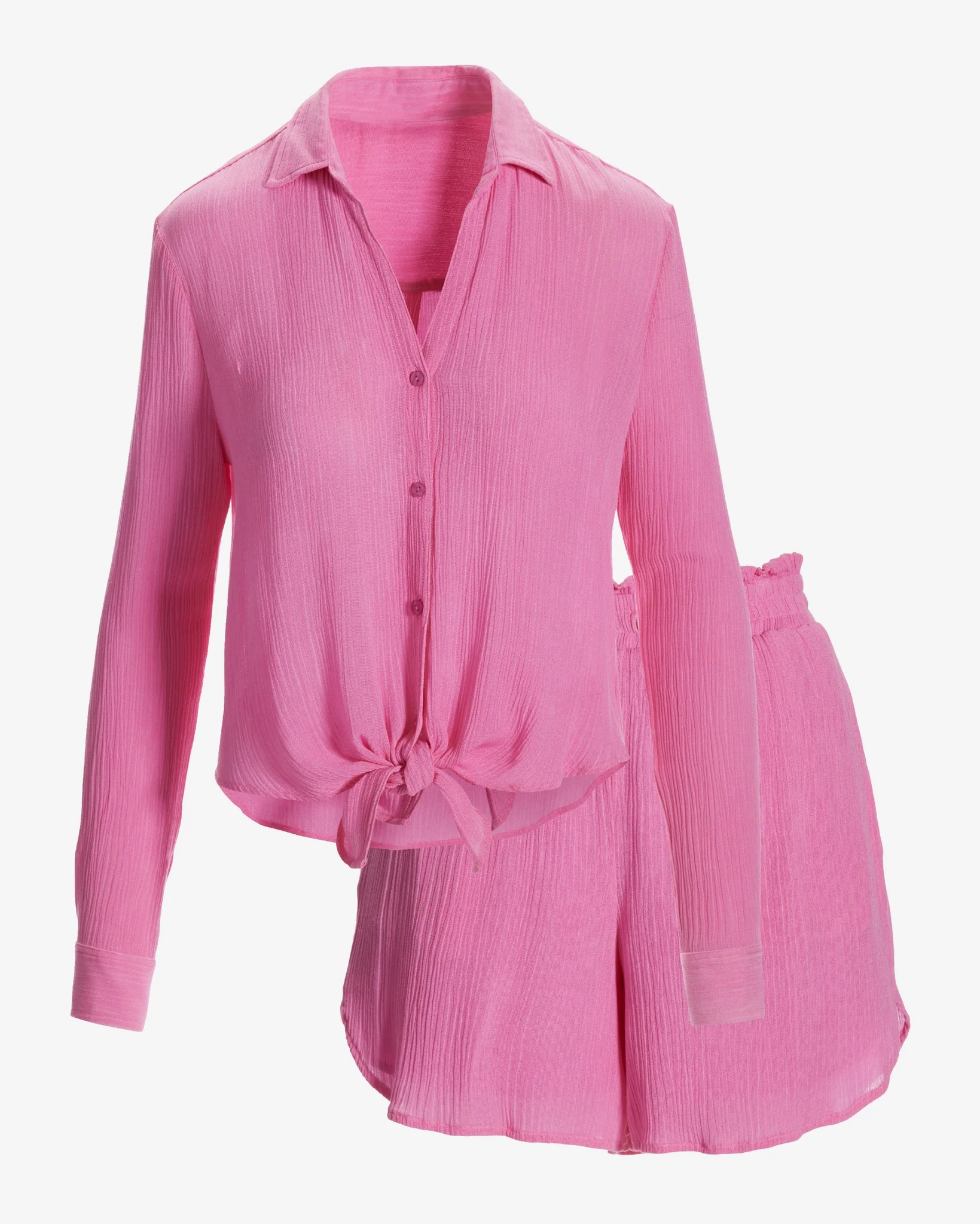 Gauze Shirt and Short Lounge Set Aurora Pink - Mycitystee