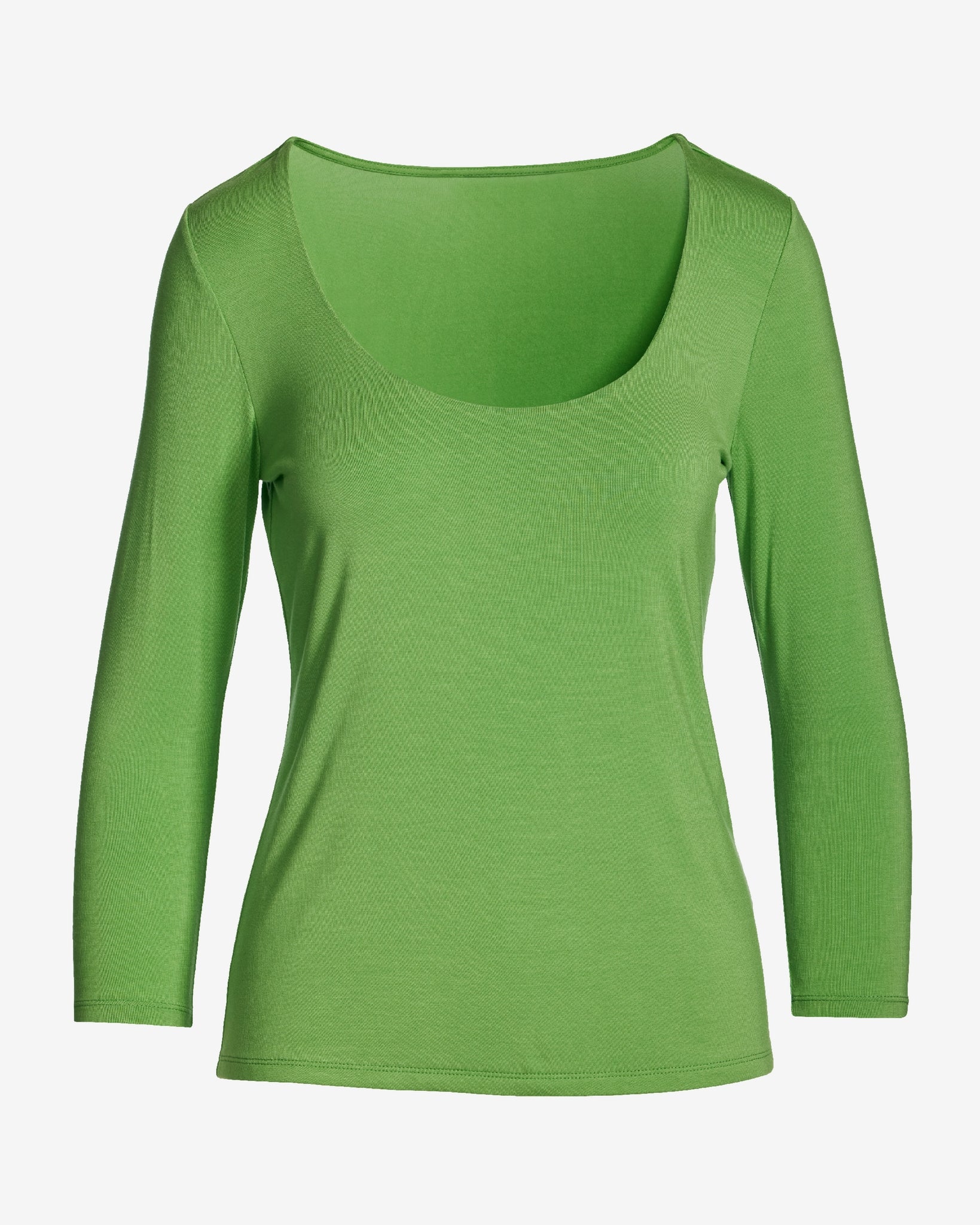 So Effortless Three Quarter Sleeve Scoop Neck Top Bud Green - Mycitystee