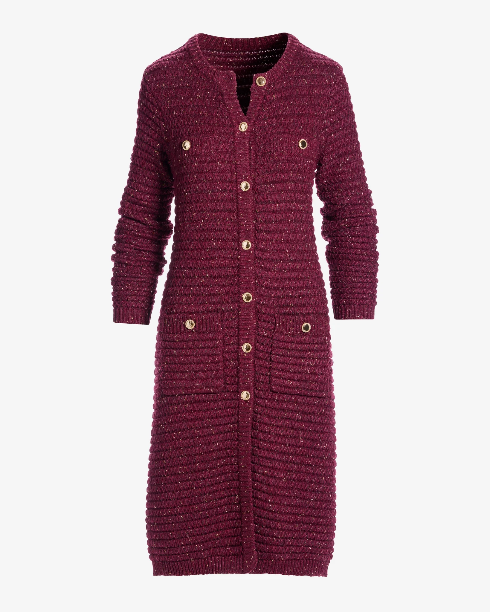 Marled Lurex Sweater Duster Burgundy Multi - Mycitystee