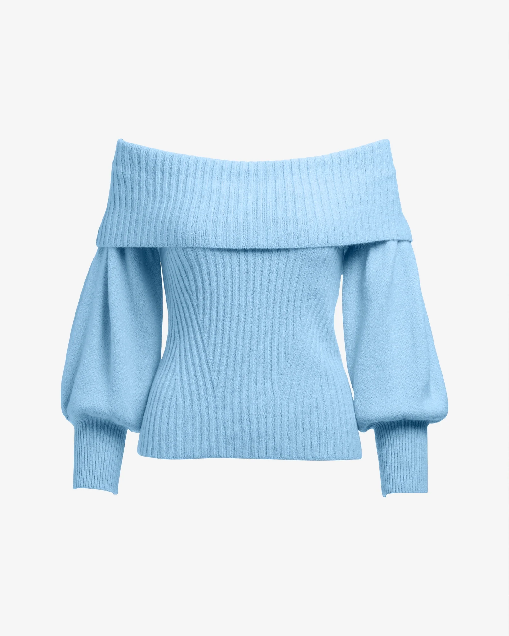 Wide Rib Fold Over Sweater Airy Blue - Mycitystee