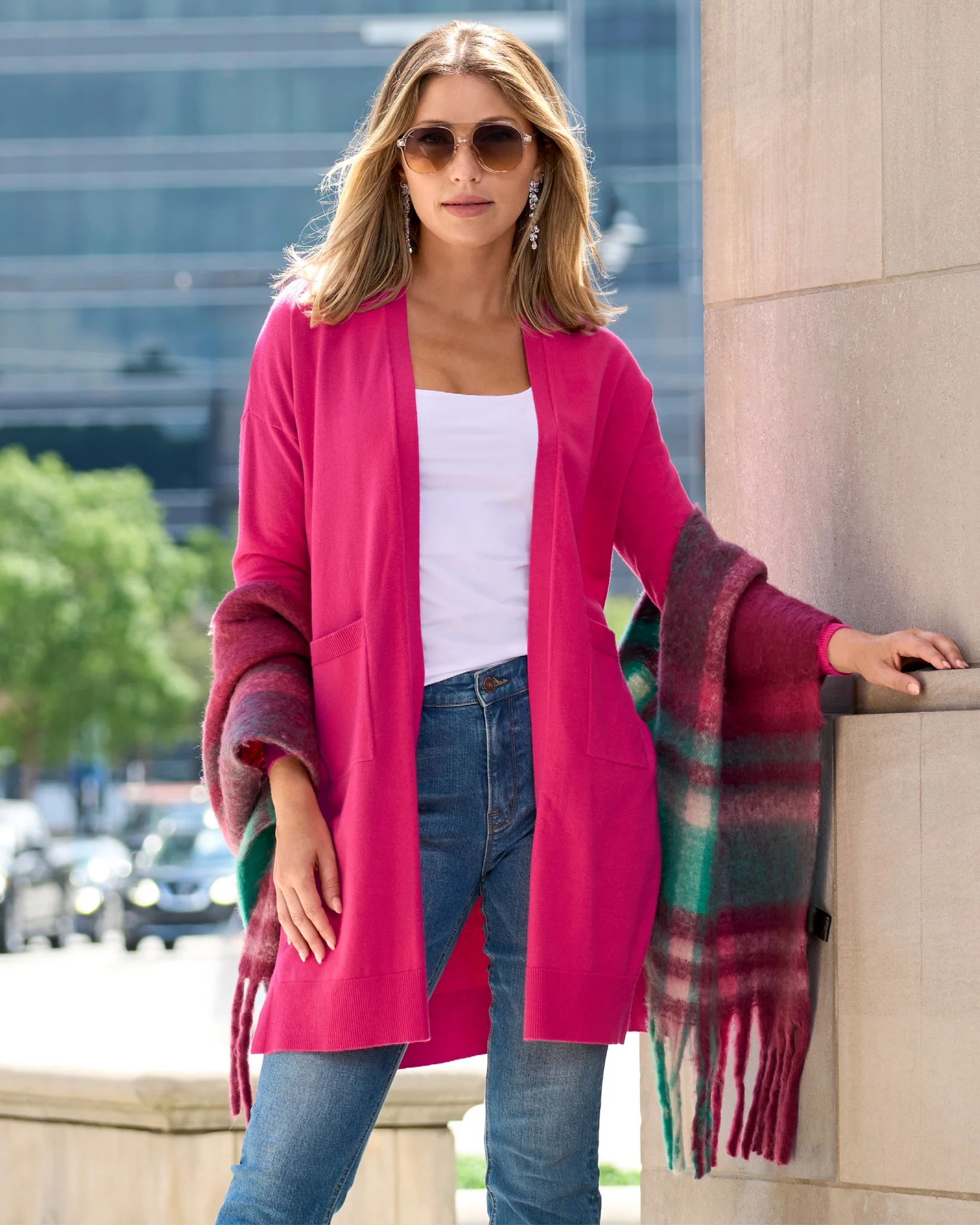Lightweight Long Effortless Cardigan Cabaret Pink - Mycitystee