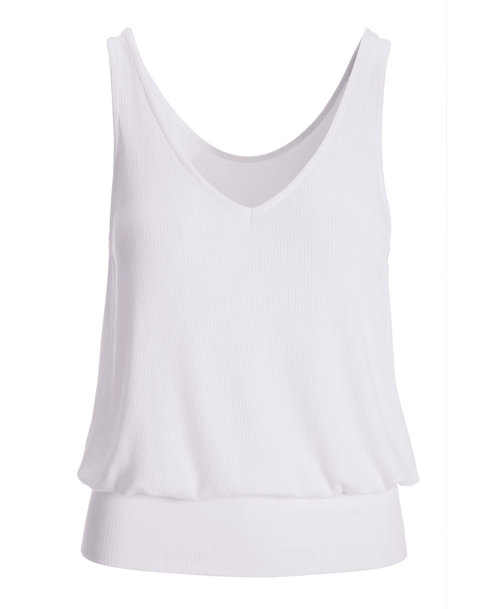 Ribbed Blouson Tank White - Mycitystee