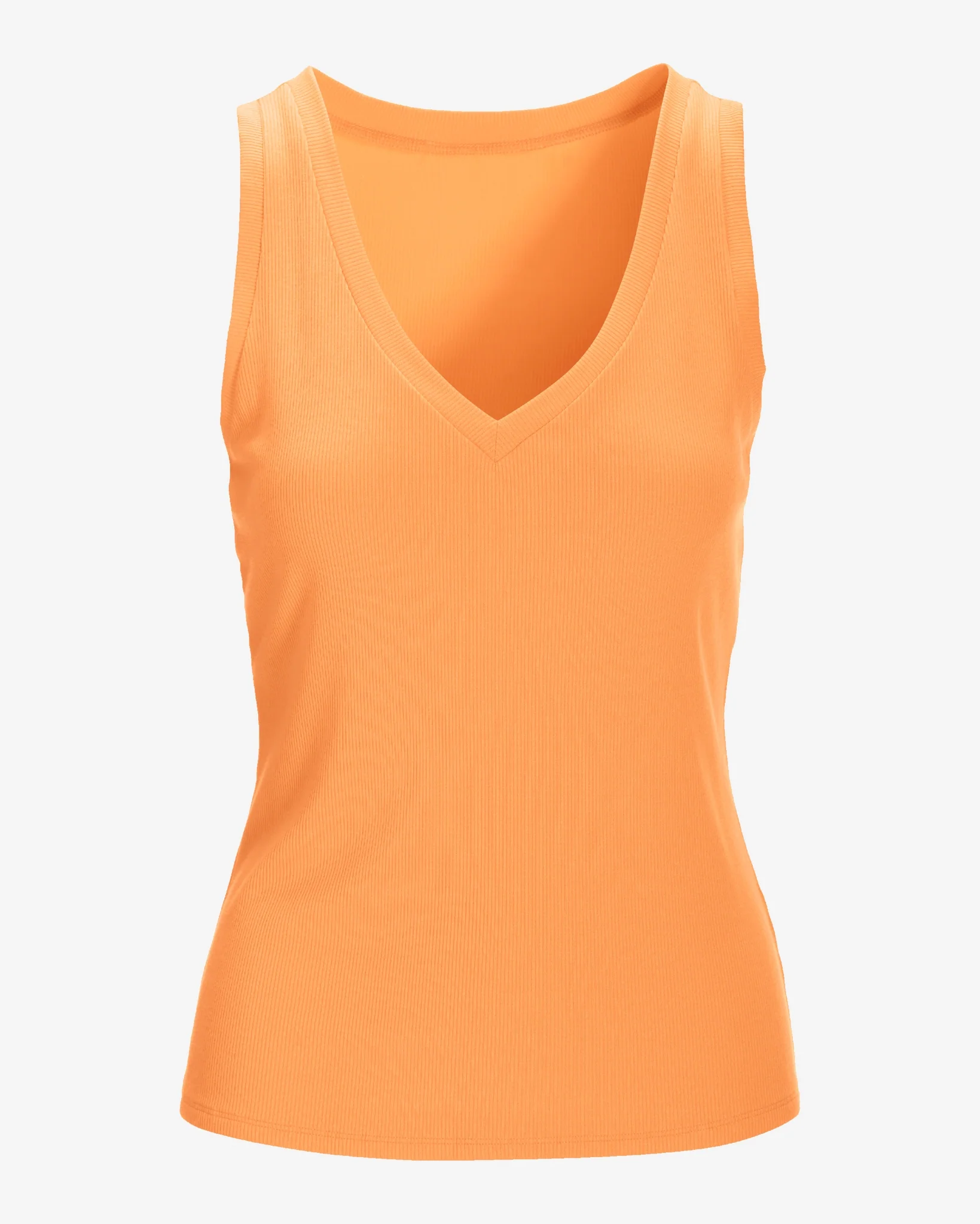 So Essential Ribbed V Neck Tank Mock Orange - Mycitystee