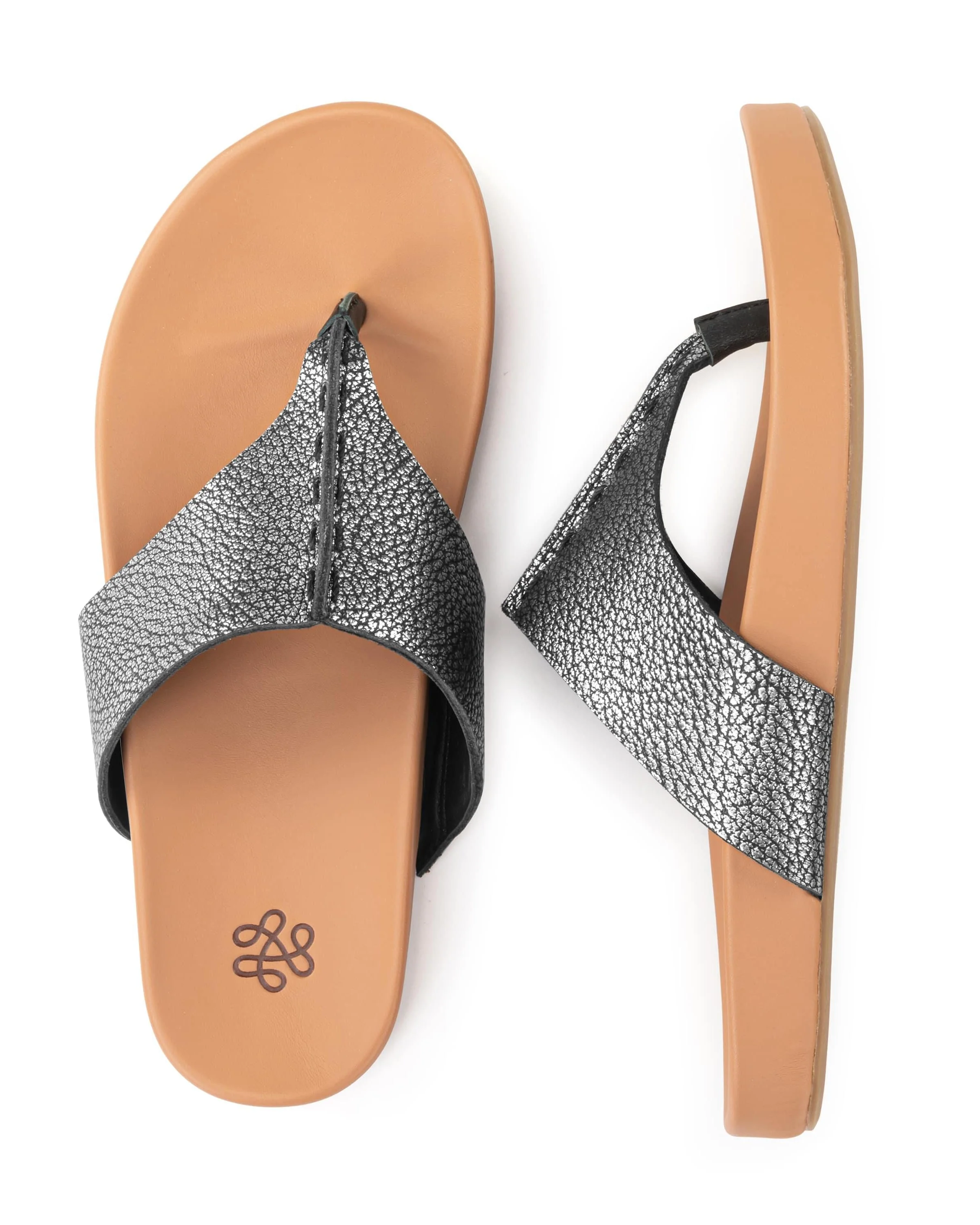 Everly Sandal - Leather - Dark Silver - Mycitystee