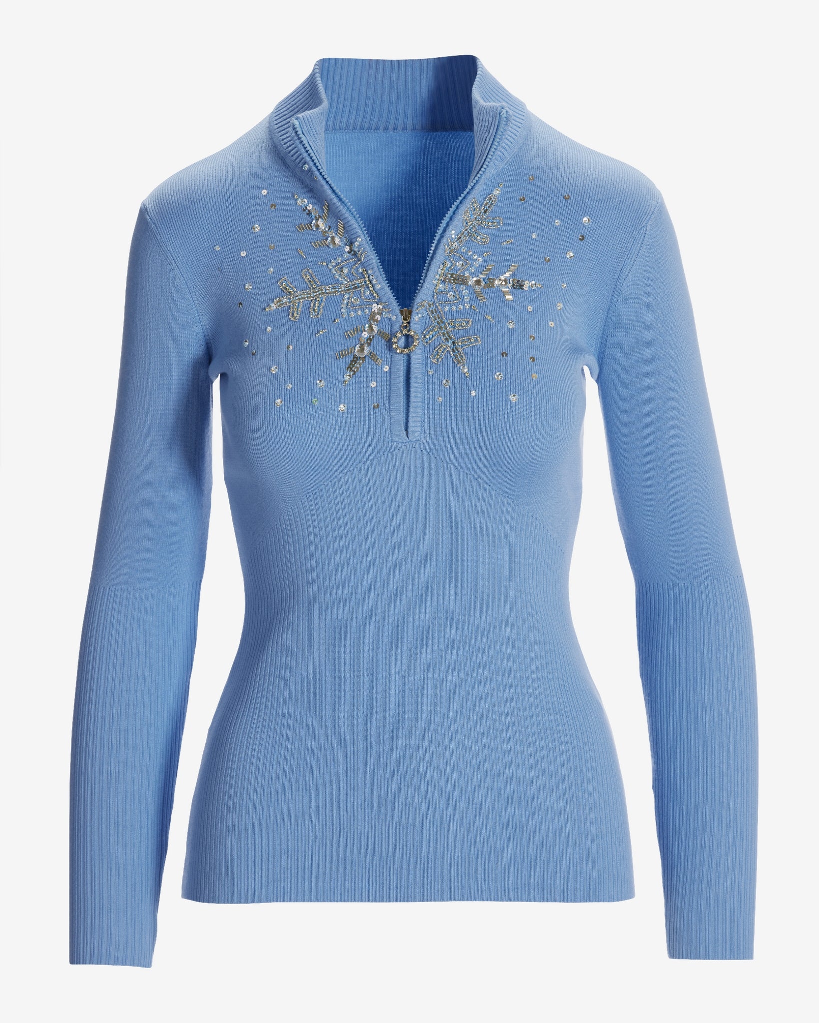 Snowflake Zip Sweater Clear Blue Sky - Mycitystee