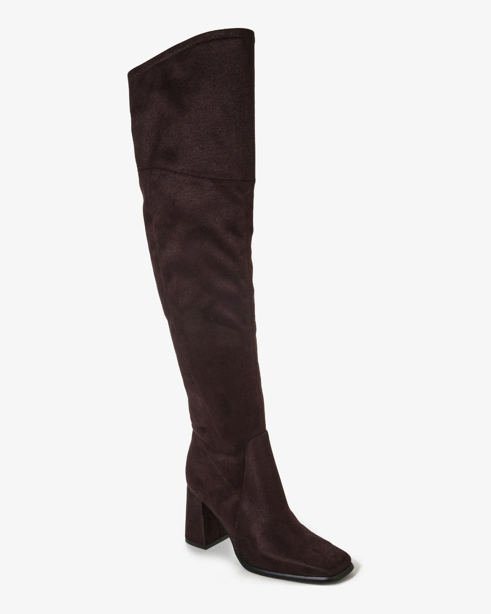 Over the Knee Square Toe Boot Dark Chocolate - Mycitystee