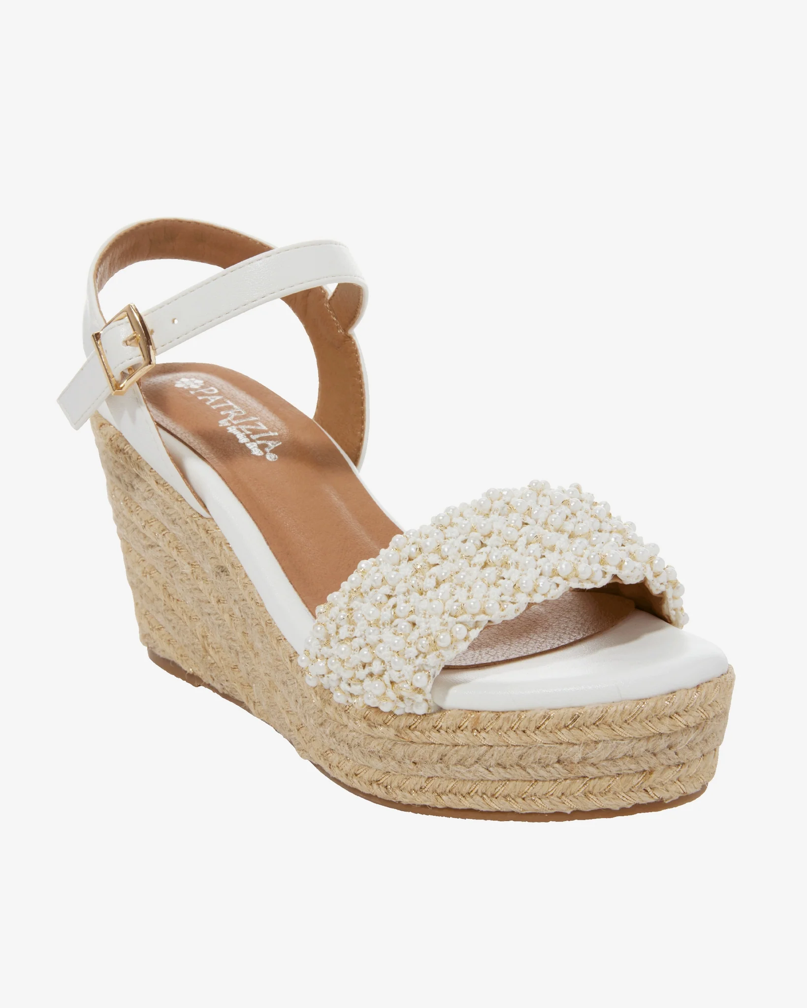 Pearl Embellished Wedge White - Mycitystee