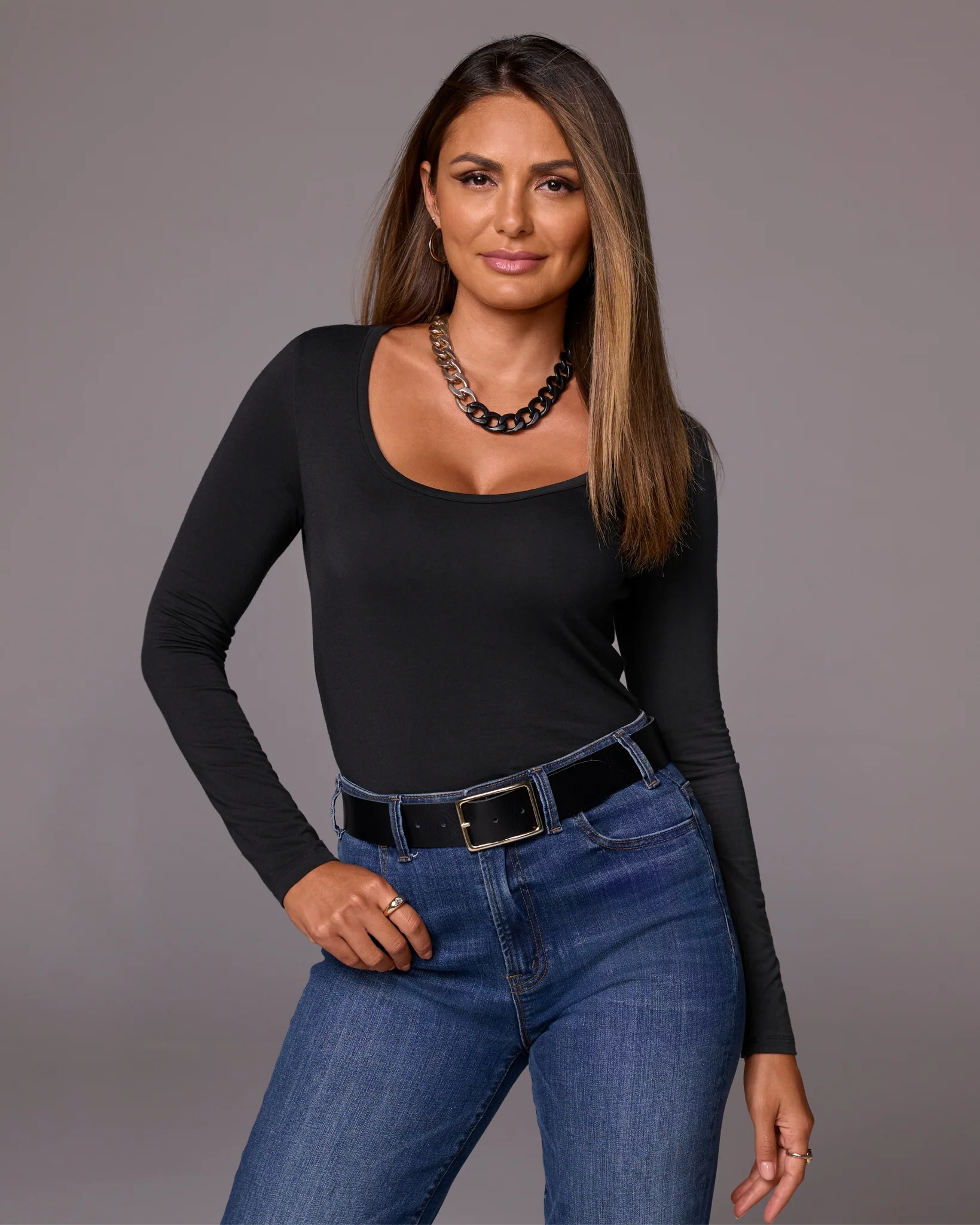 So Effortless Long Sleeve Scoop Neck Knit Top Proper Black - Mycitystee