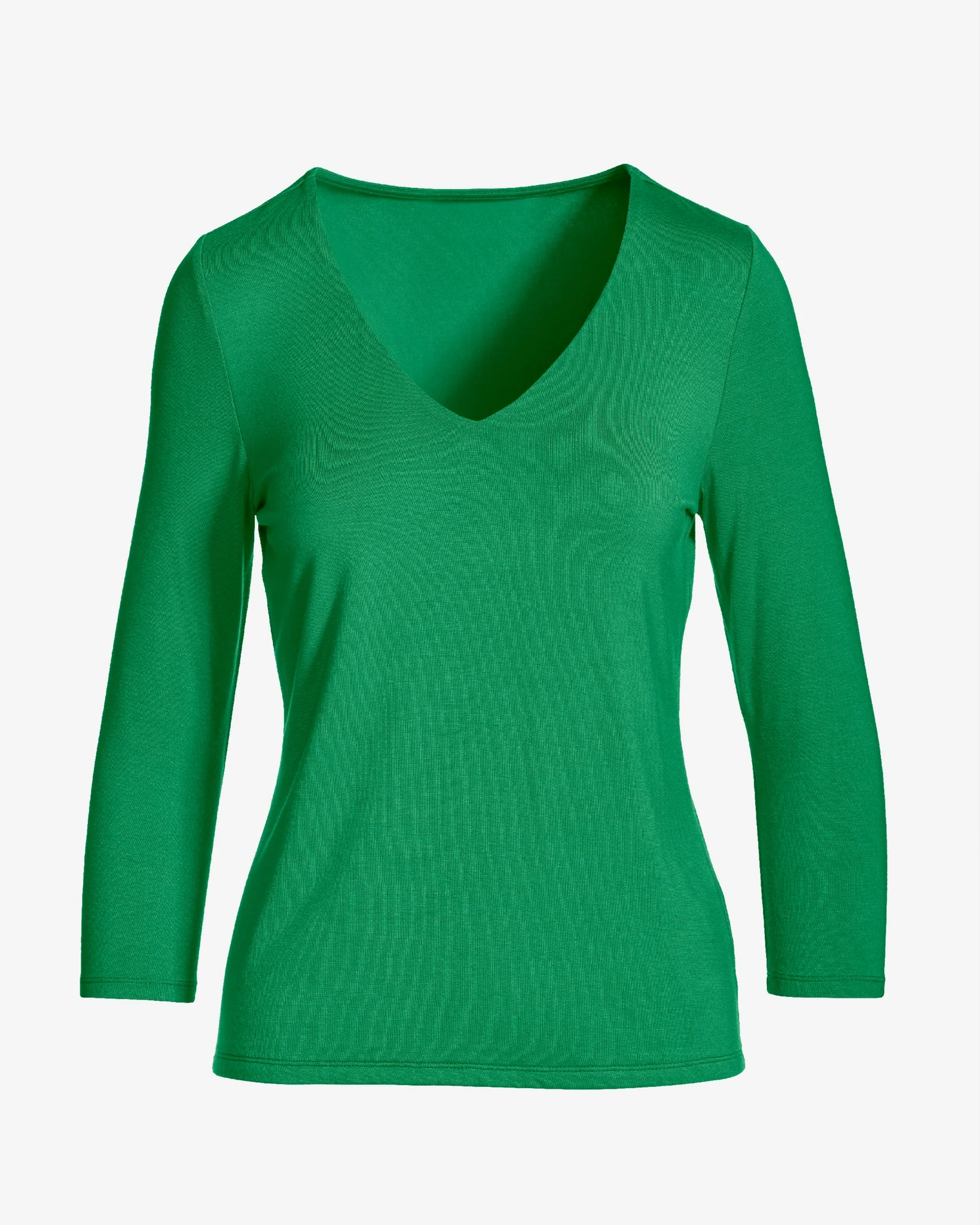 So Effortless Three Quarter Sleeve V Neck Monaco Green - Mycitystee