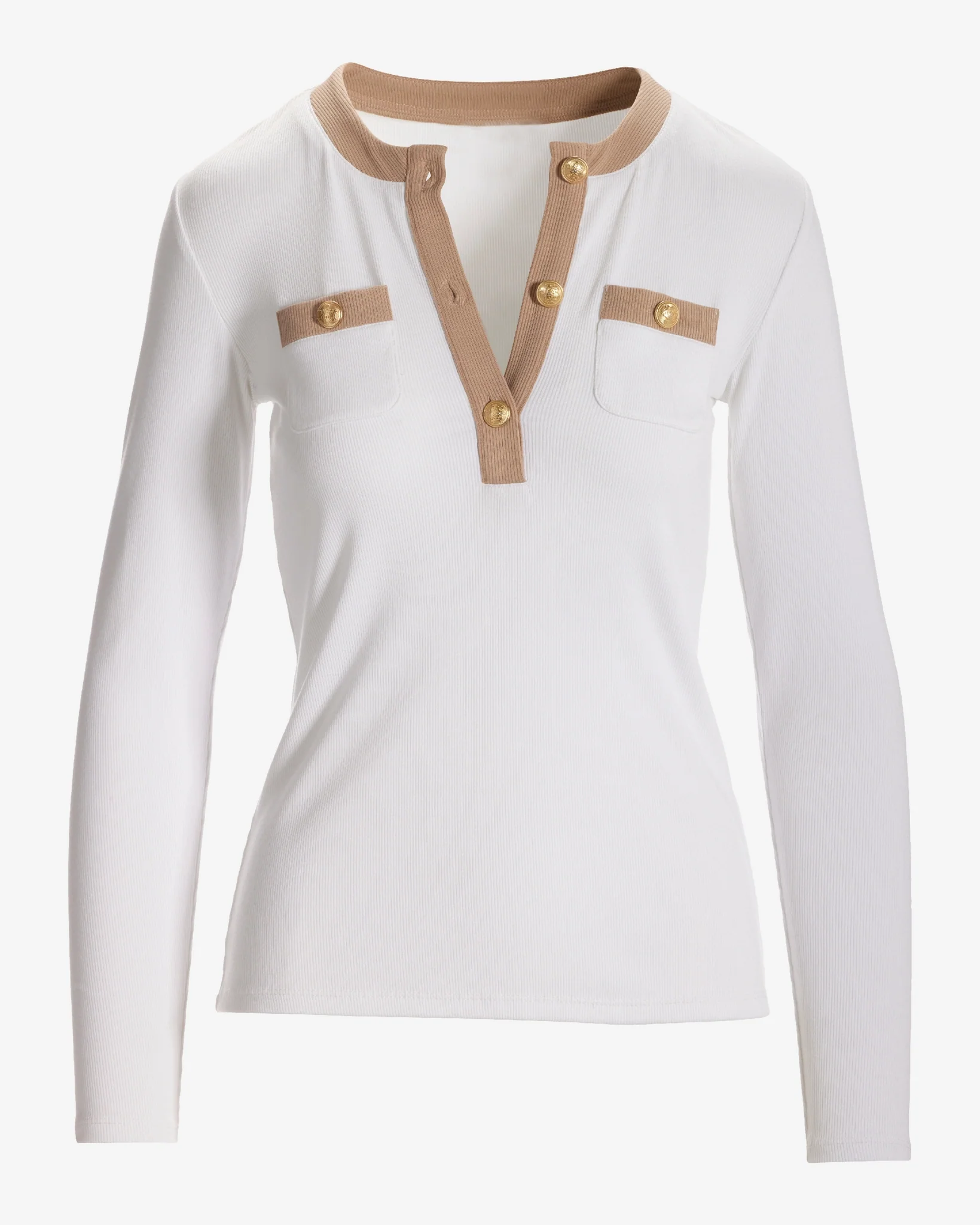 So Essential Ribbed Colorblock Top Off White/Sesame - Mycitystee