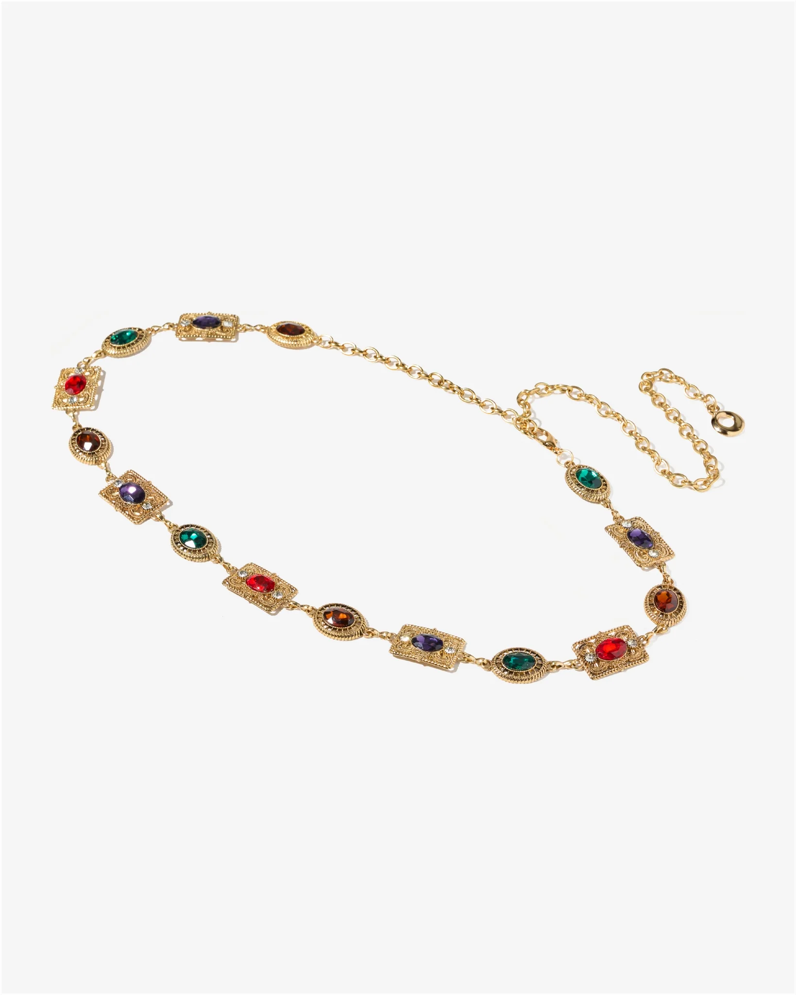 Jewel Tone Chain Belt Antique Gold - Mycitystee