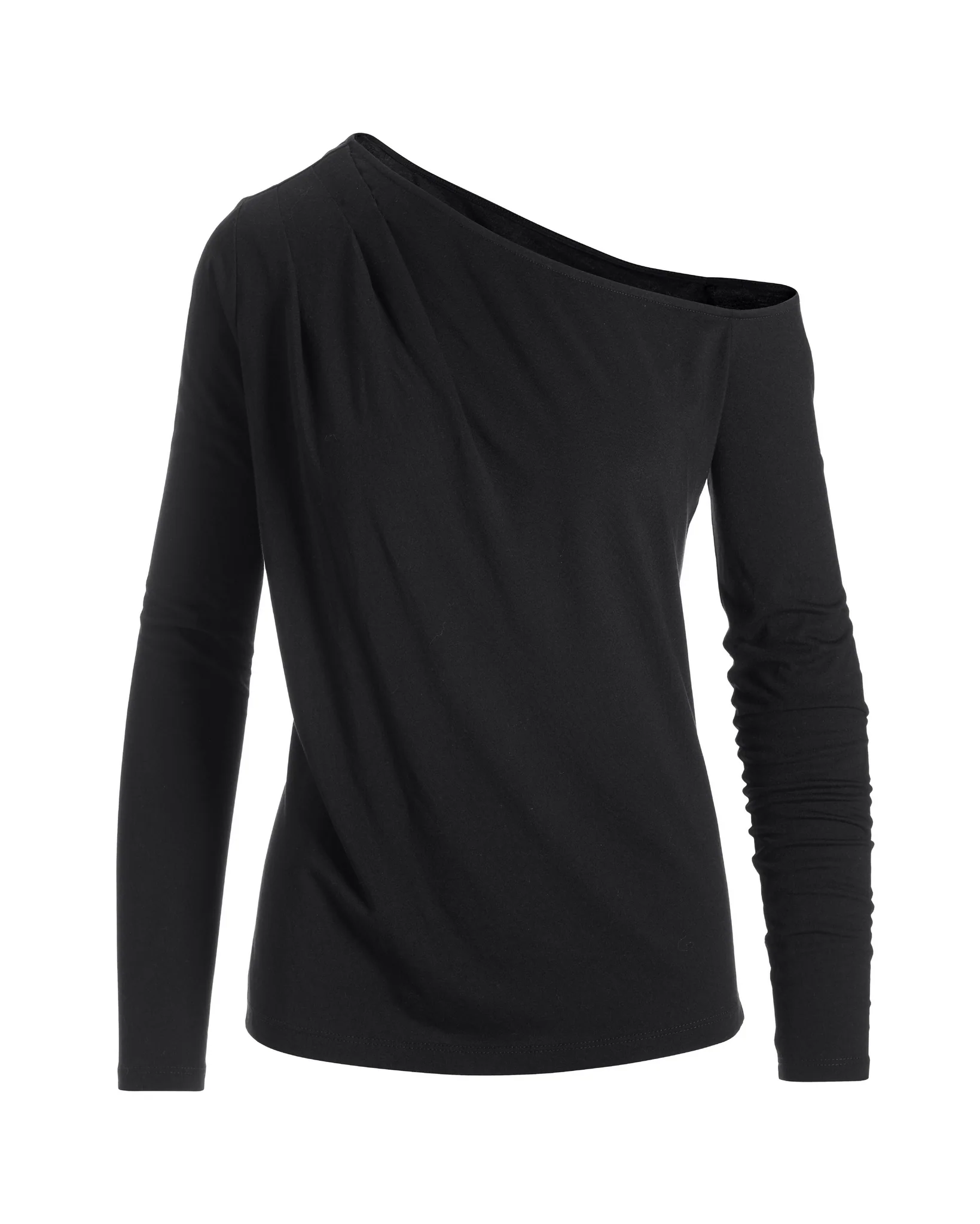 Slouchy Long-Sleeve Knit Tee Black - Mycitystee
