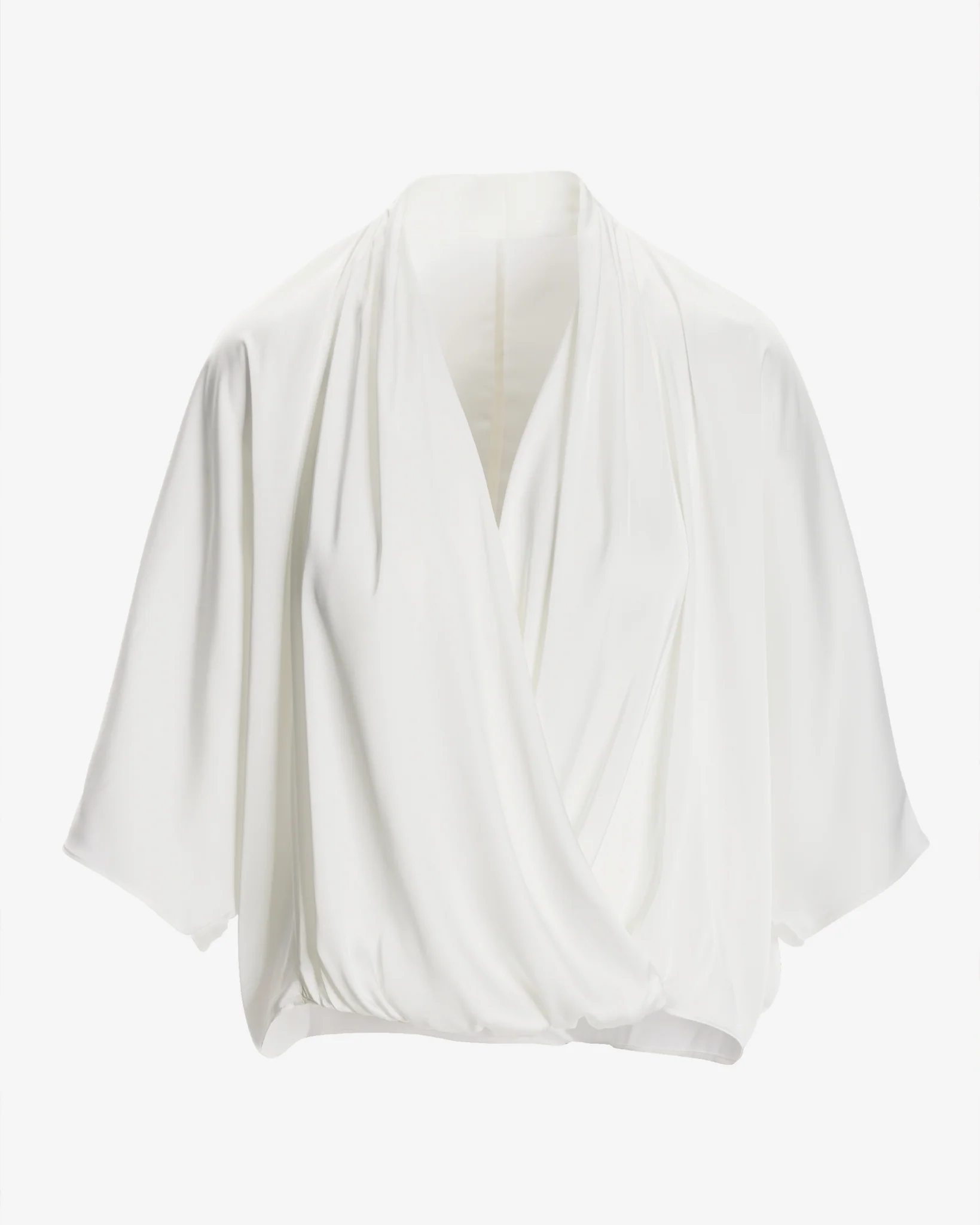 Whitney Draped Surplice Charmeuse Blouse Off White - Mycitystee