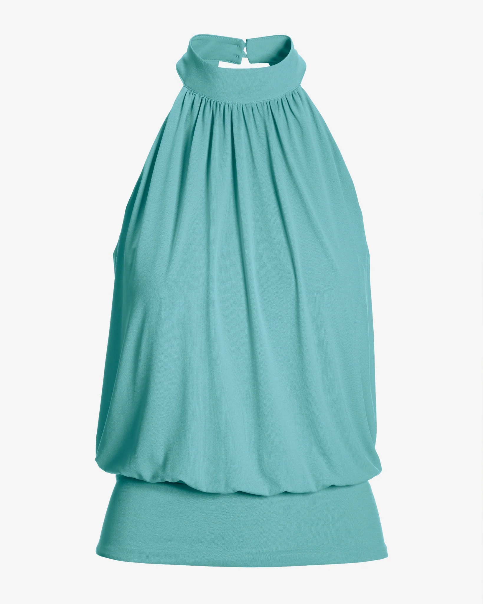 Halter Banded-Bottom Mock-Neck Knit Top Blue Topaz - Mycitystee