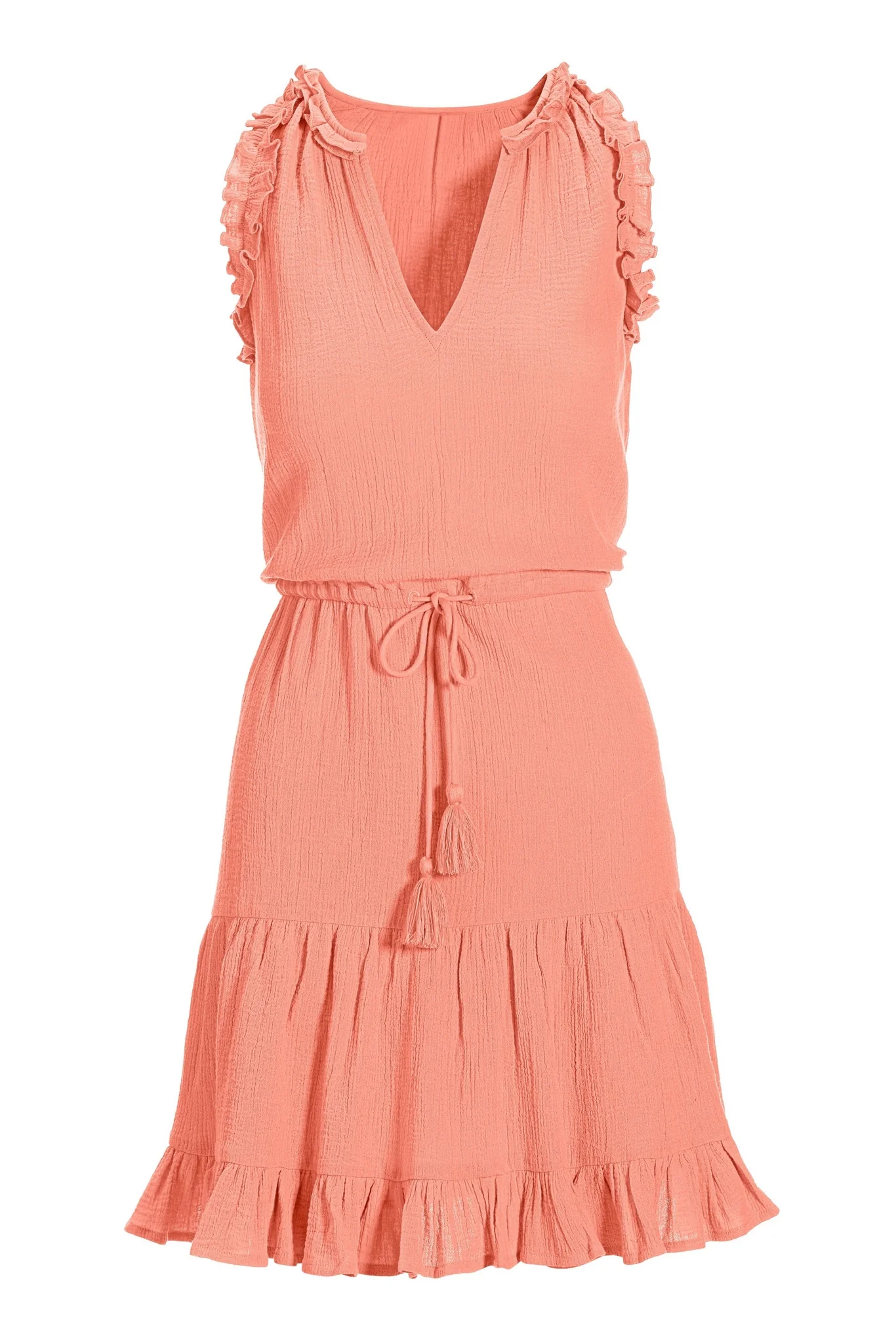 Tiered Sleeveless Short Gauze Dress Pink - Mycitystee