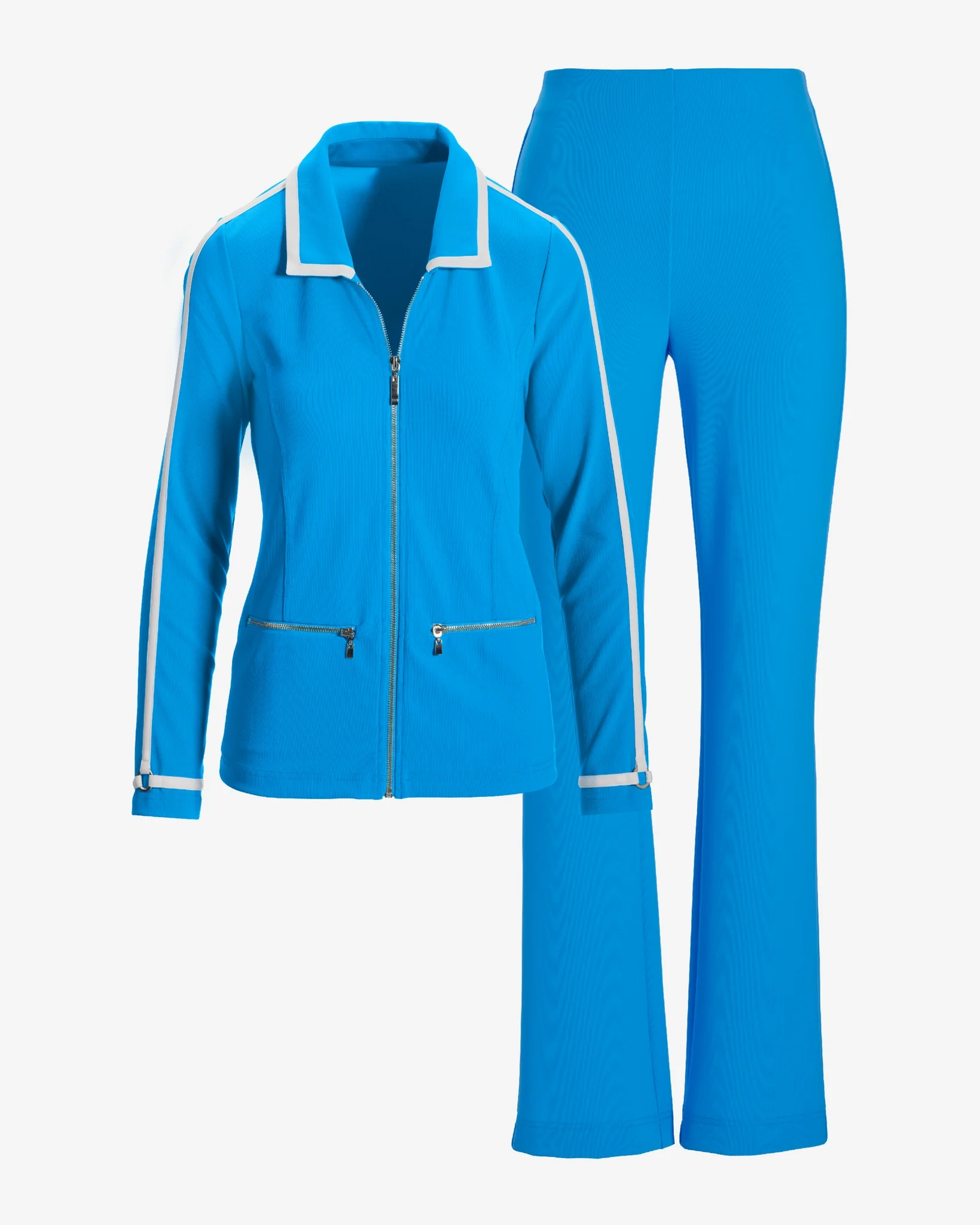 Beyond Travel Piped Collared Sport Set Blue/White - Mycitystee