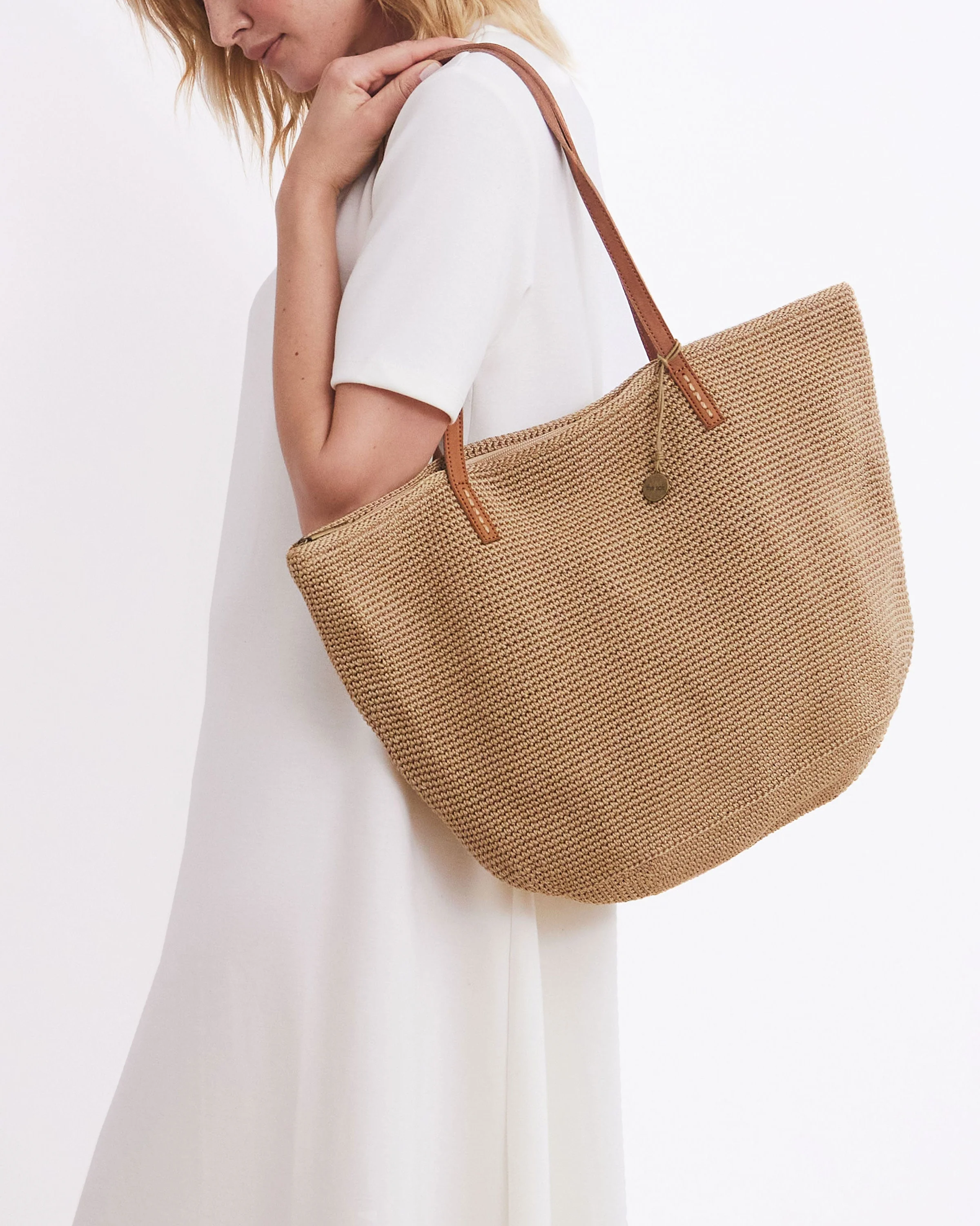 Faye Large Tote - Hand Crochet - Bamboo Static - Mycitystee