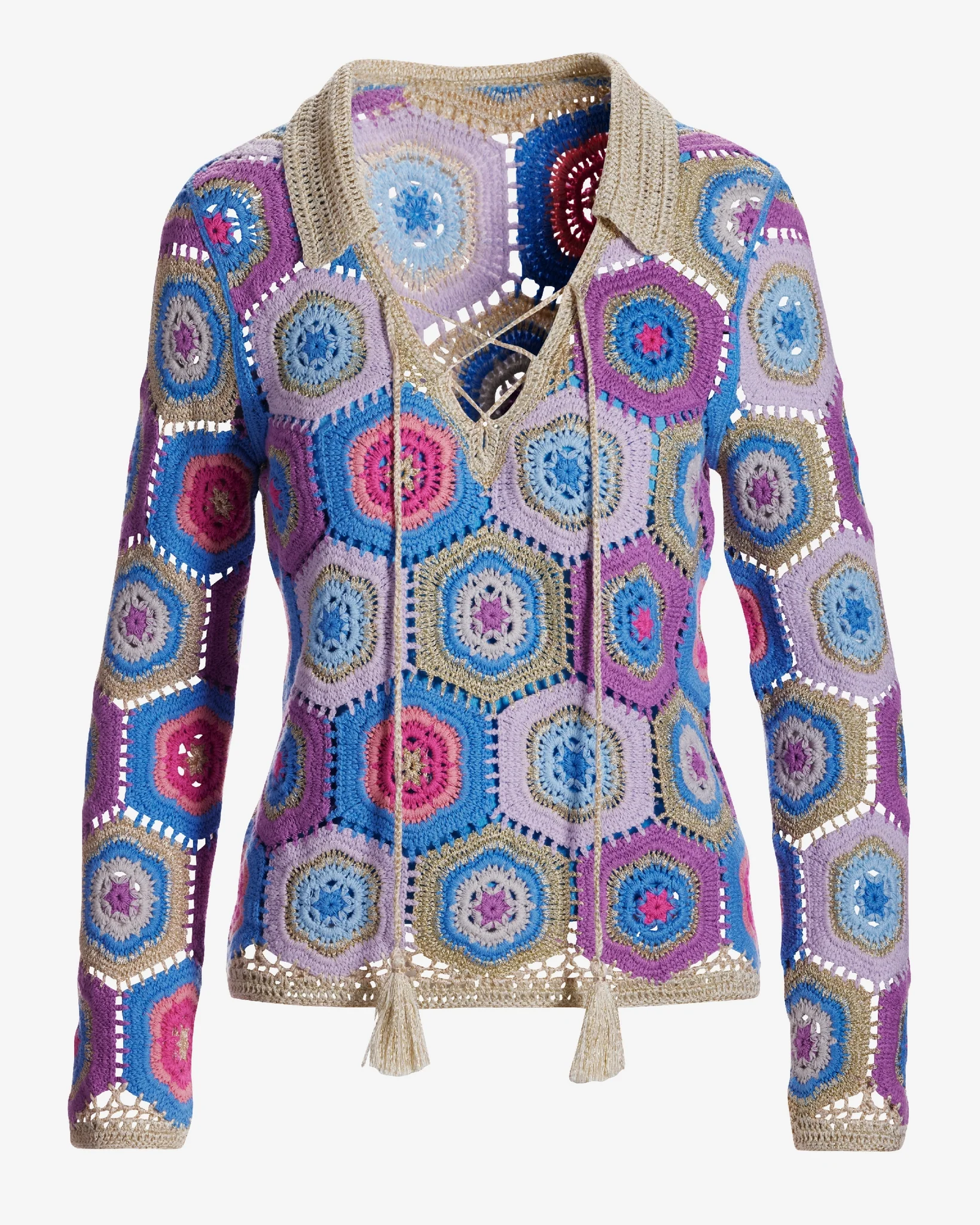 Collared Crochet Sweater Multi - Mycitystee