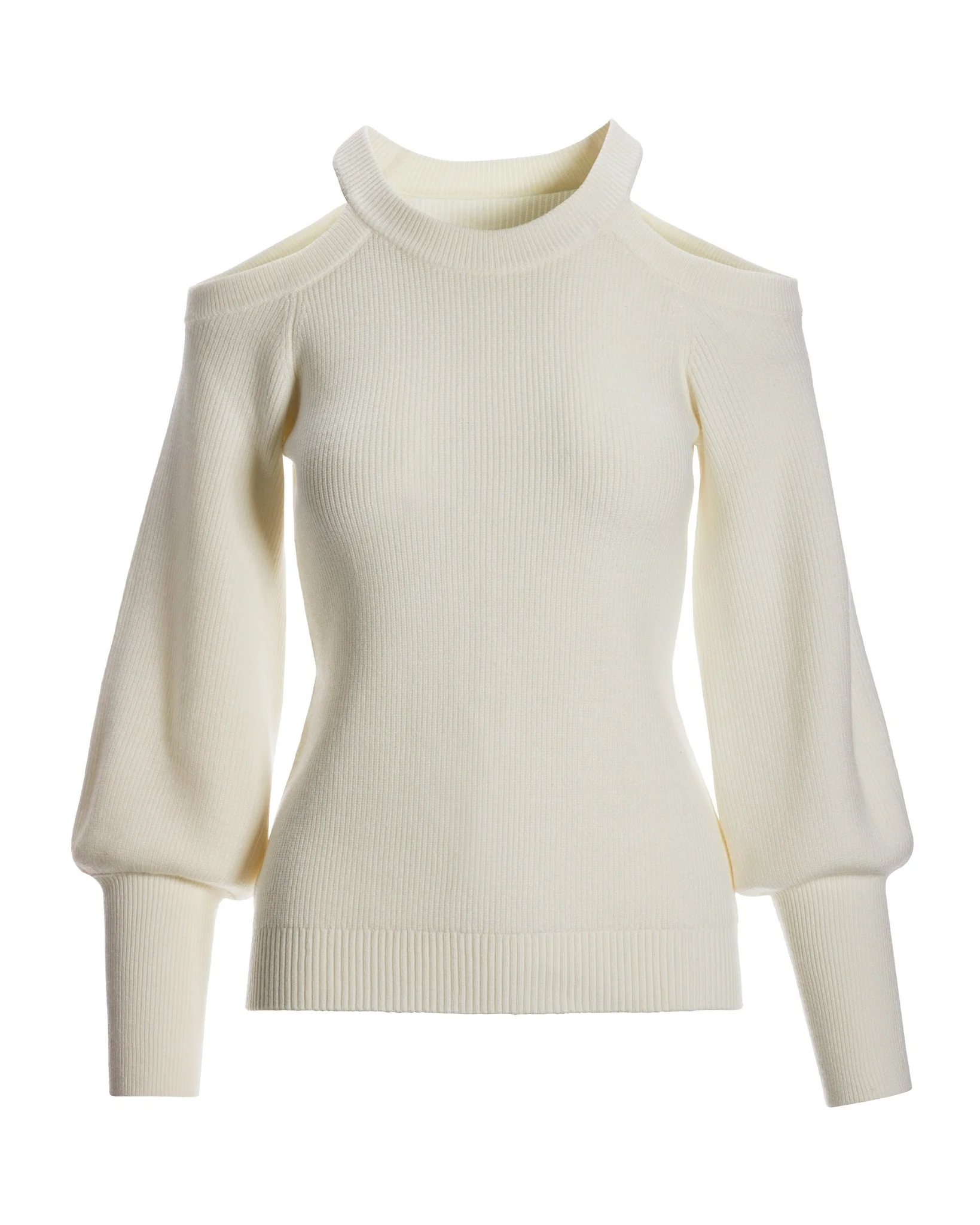 Cold Shoulder Wide Cuff Sweater Off White - Mycitystee