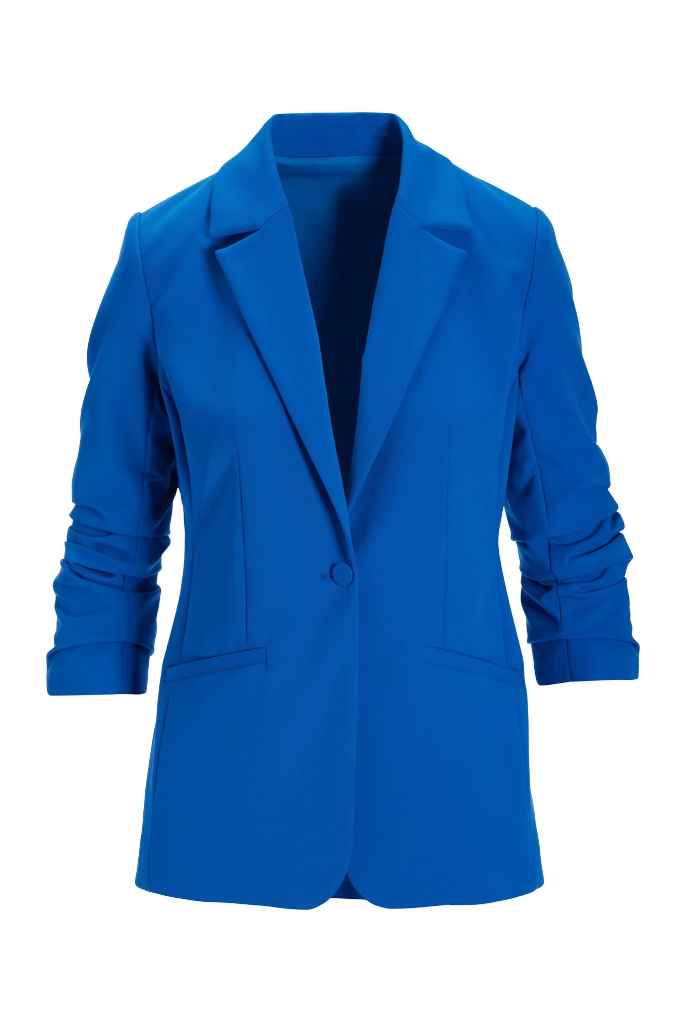 Essential Stretch Ruched Sleeve Single Button Blazer Lapis Blue - Mycitystee