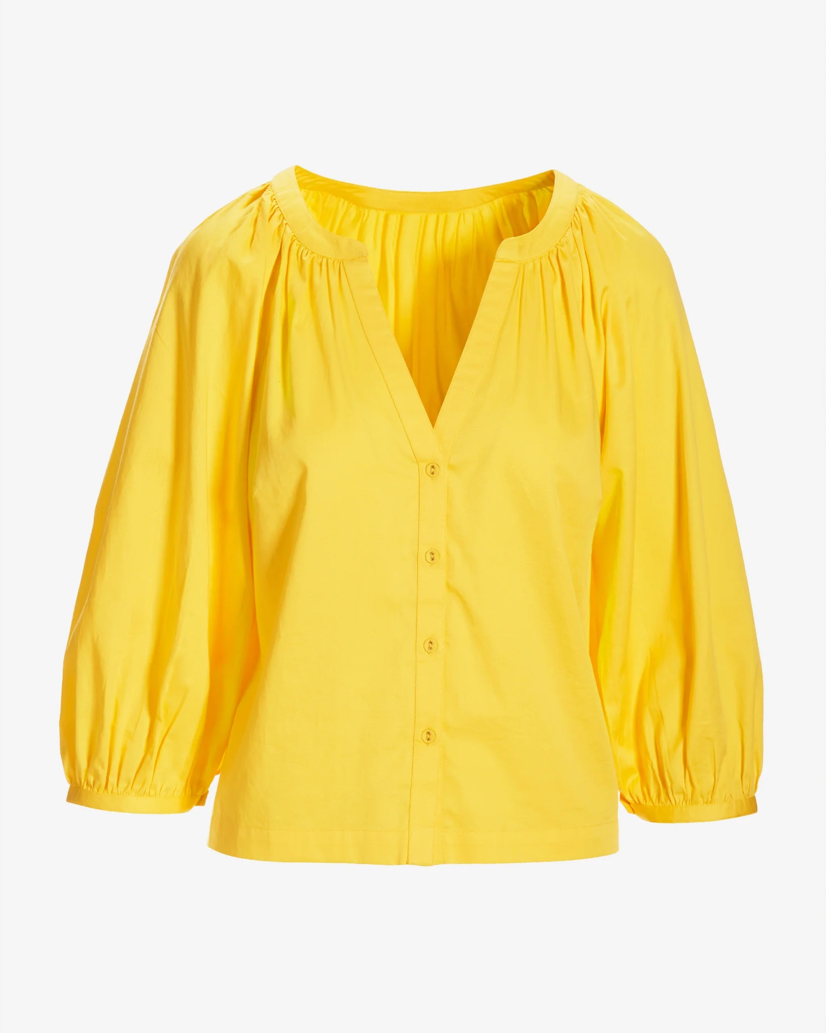 Brooke Notch Neck Poplin Shirt Habanero Gold - Mycitystee